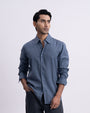 Lyocell Linen Tailored Shirt In Ocean Blue