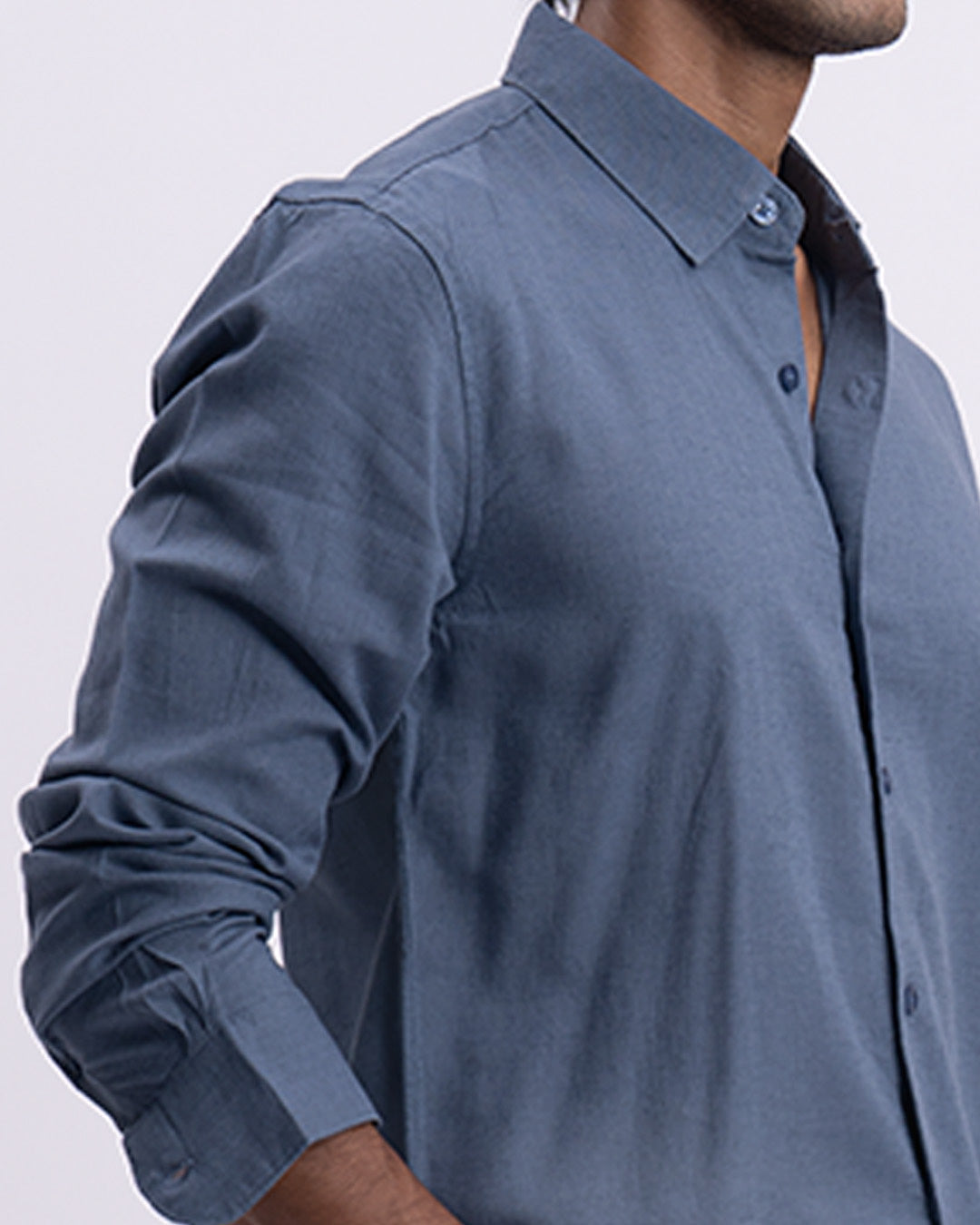 Lyocell Linen Tailored Shirt In Ocean Blue