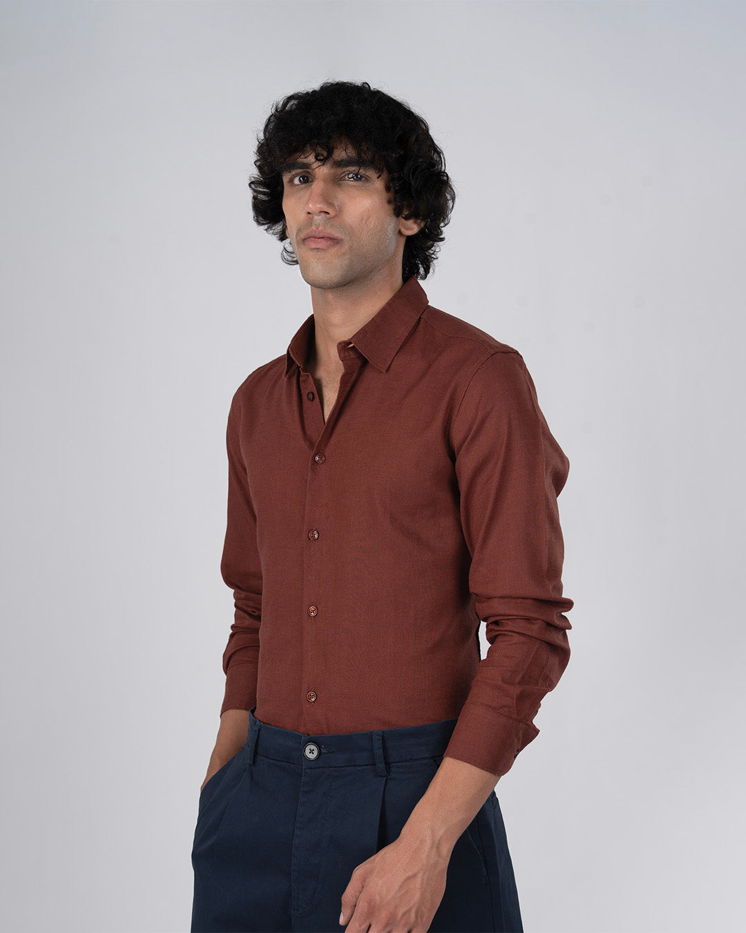 Premium Lyocell Linen Shirt In Clay
