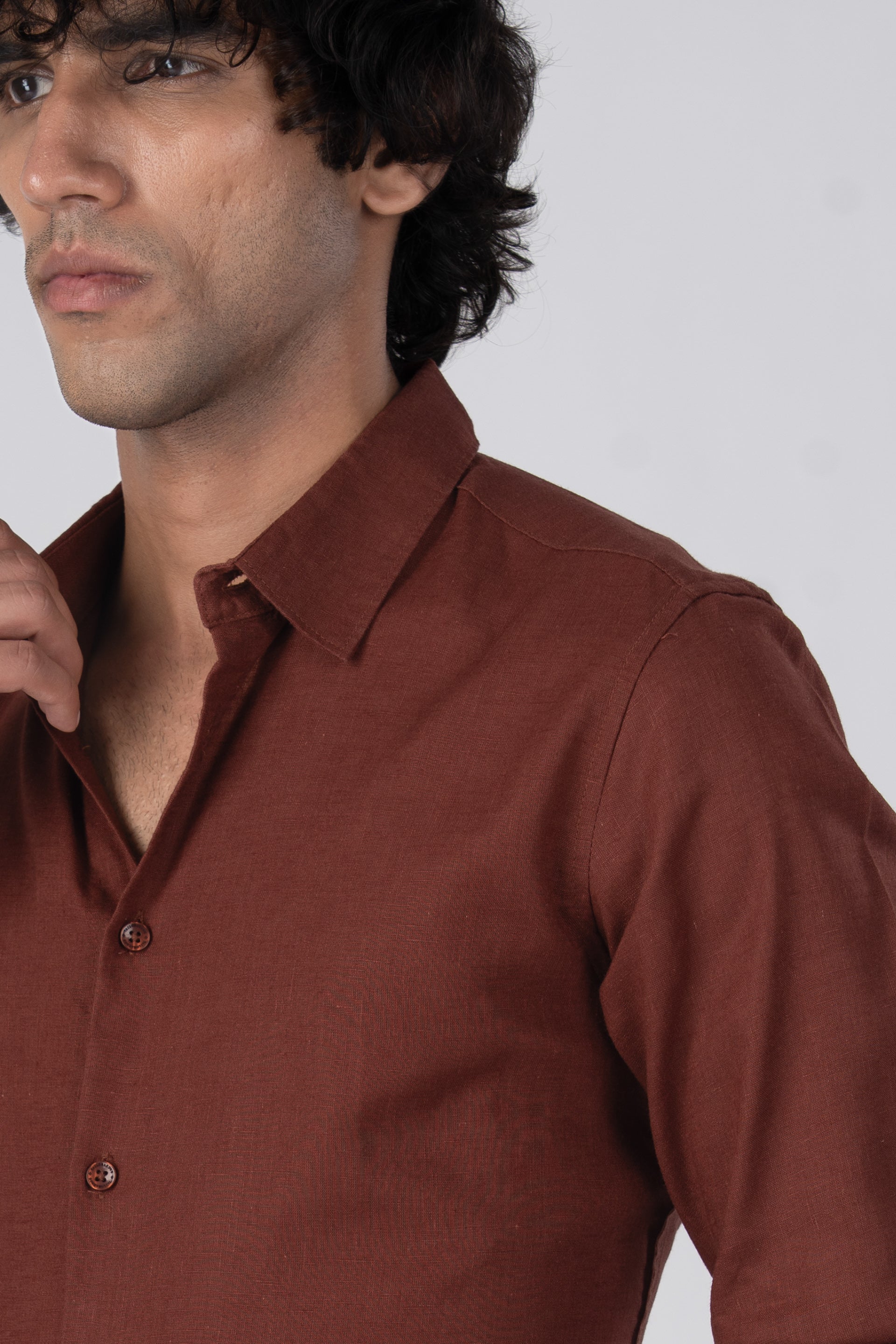 Premium Lyocell Linen Shirt In Clay