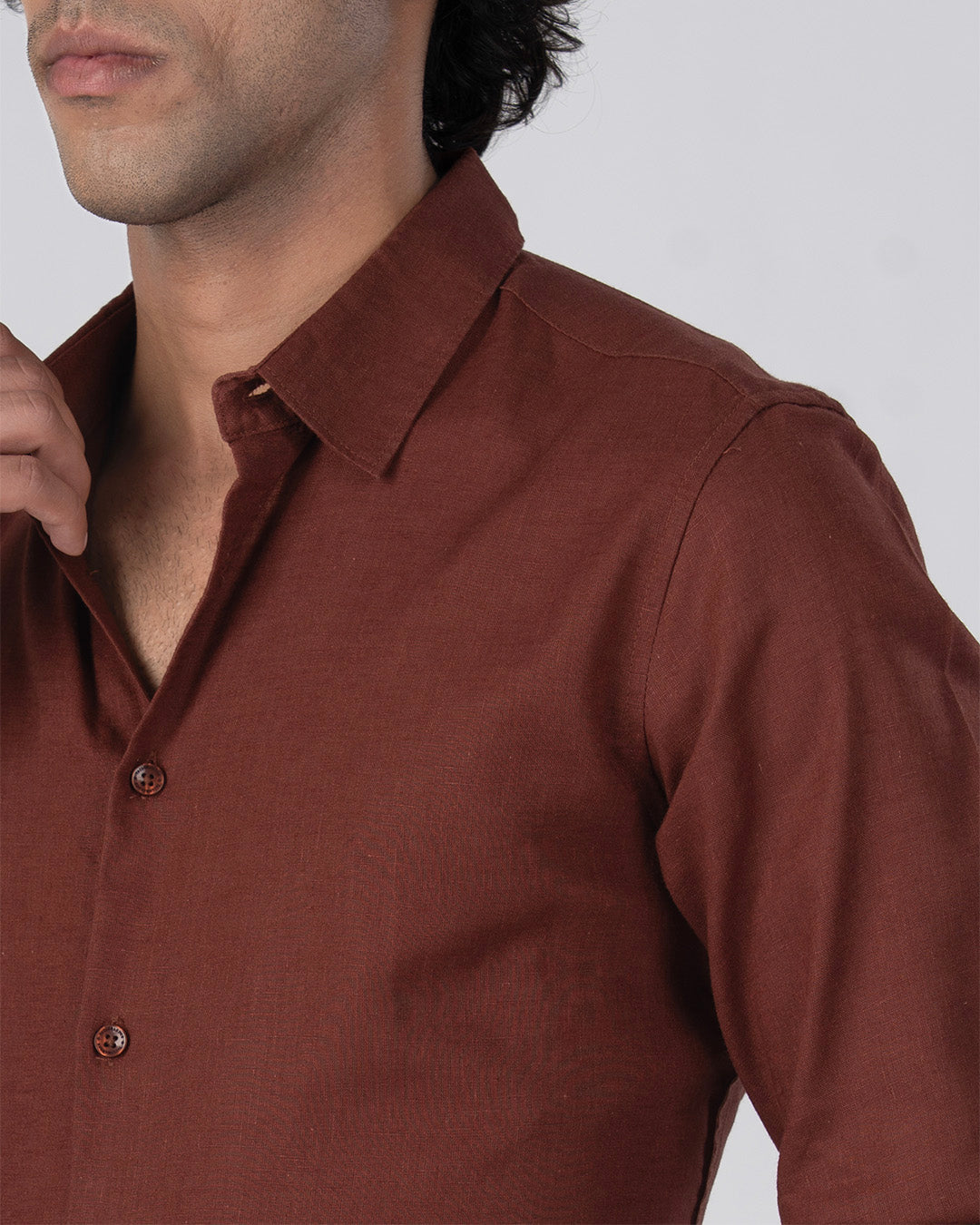Premium Lyocell Linen Shirt In Clay