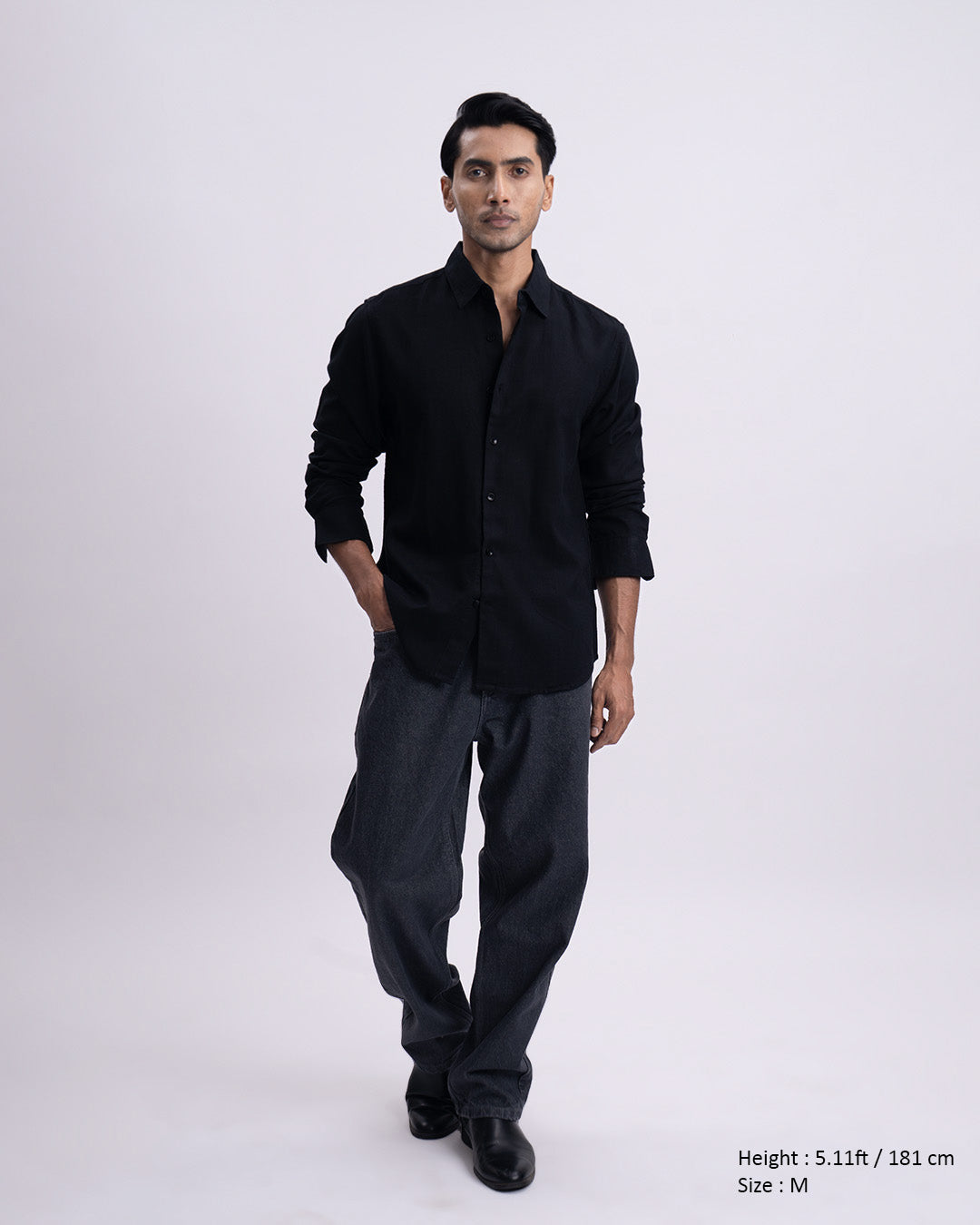 Lyocell Linen Tailored Shirt In Black