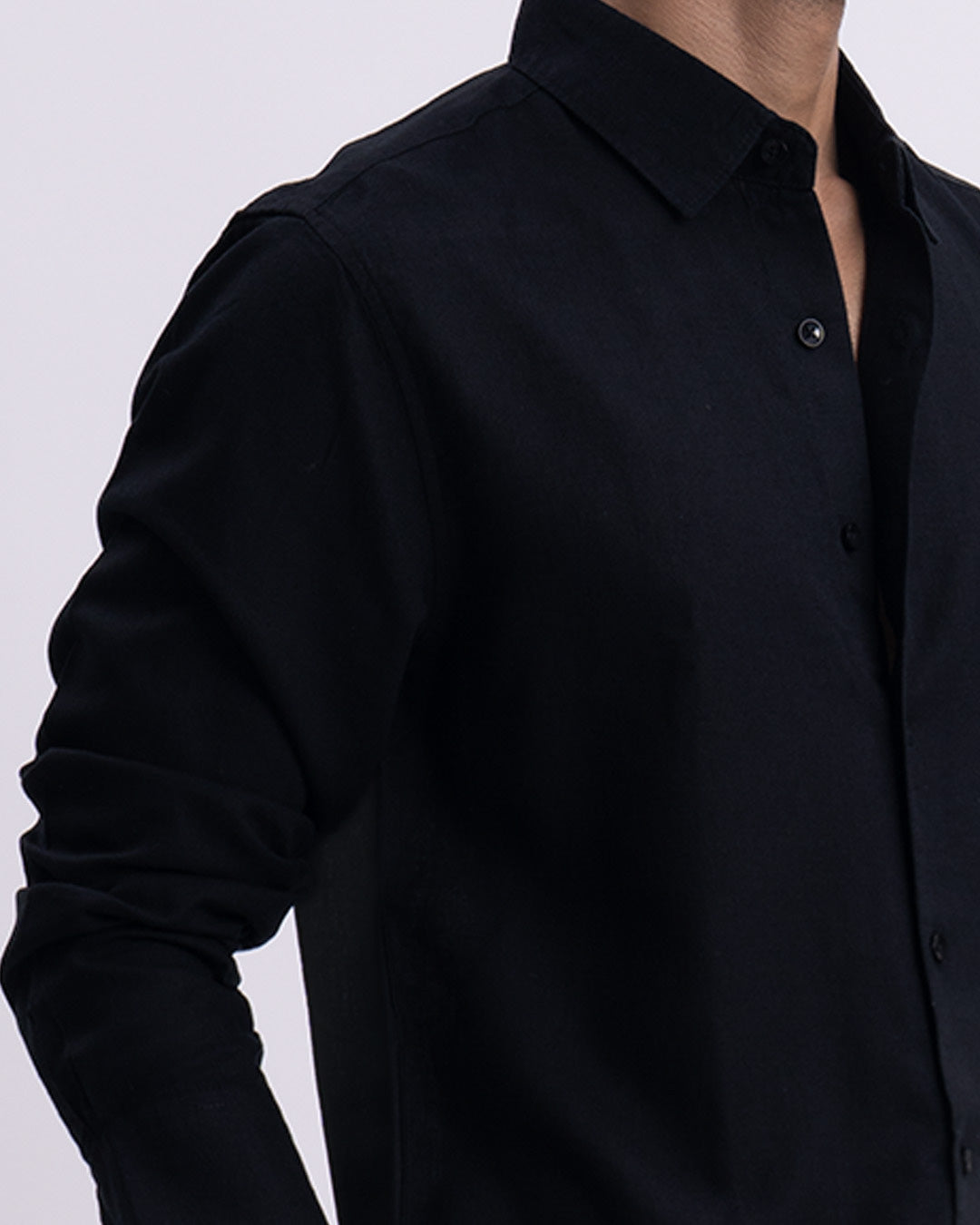Lyocell Linen Tailored Shirt In Black