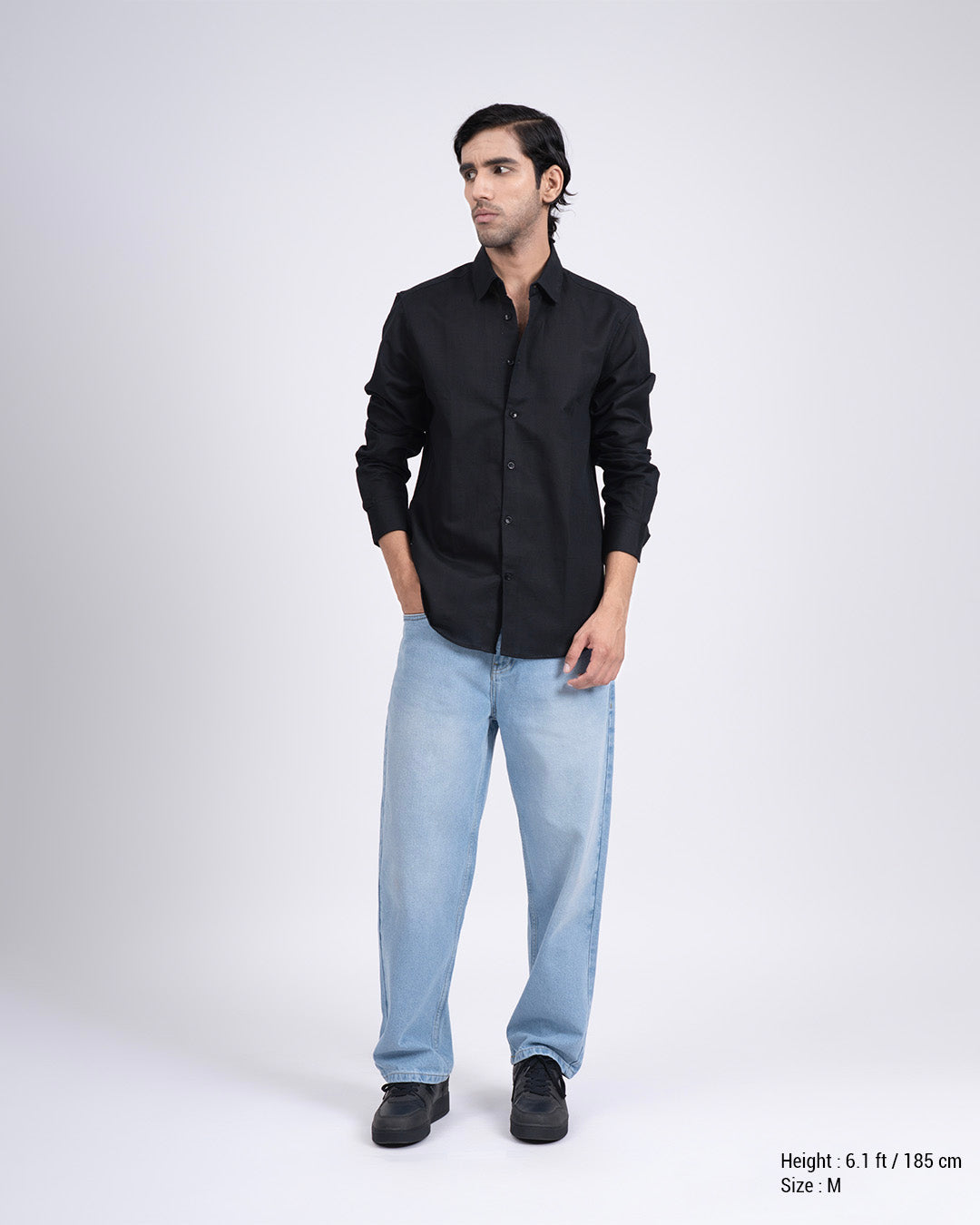 Premium Lyocell Linen Shirt In Black