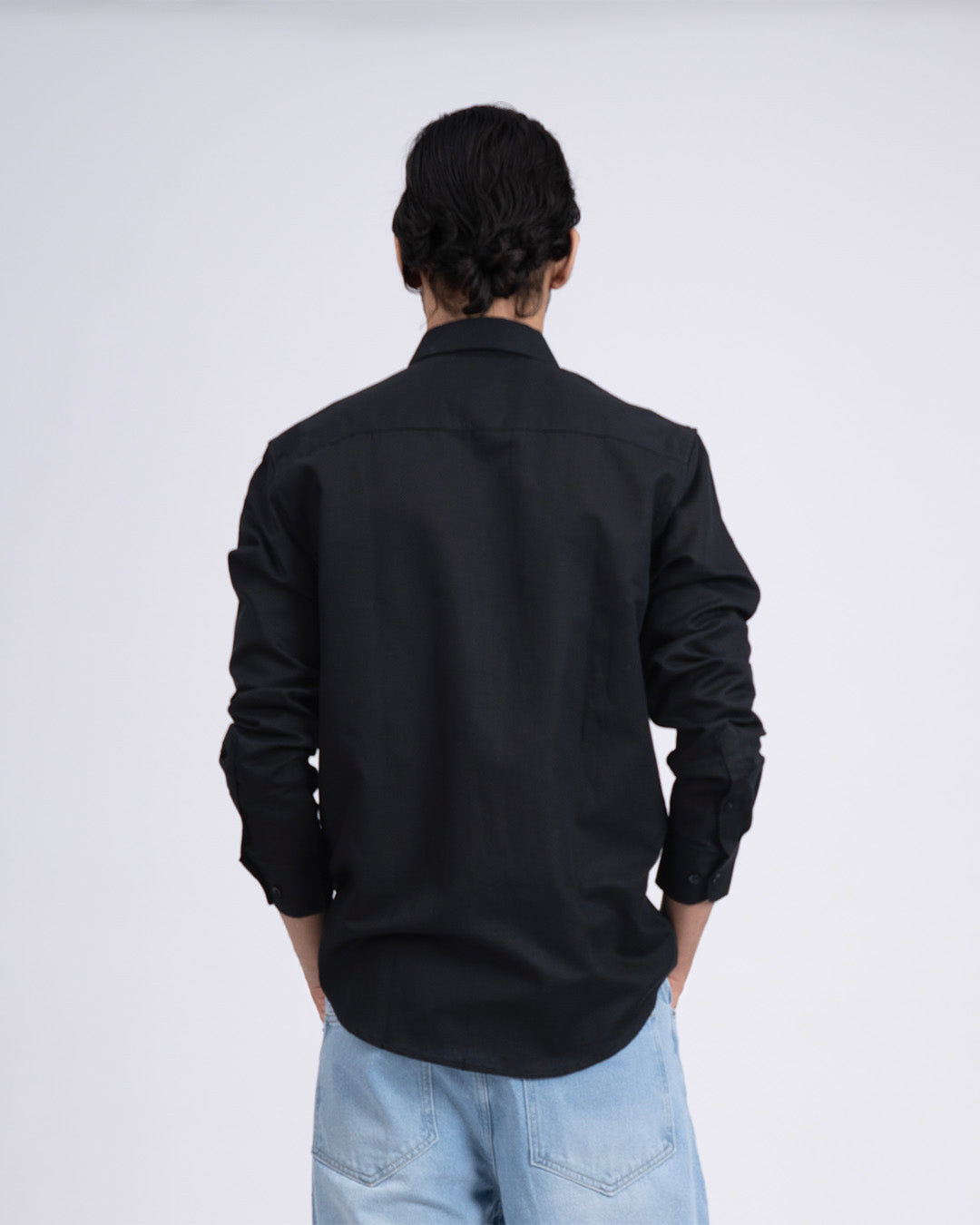 Premium Lyocell Linen Shirt In Black