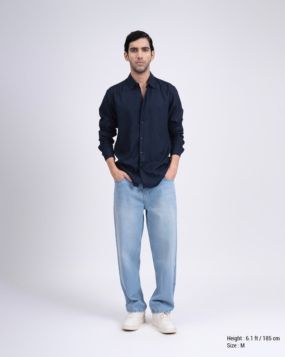 Premium Lyocell Linen Shirt In Navy