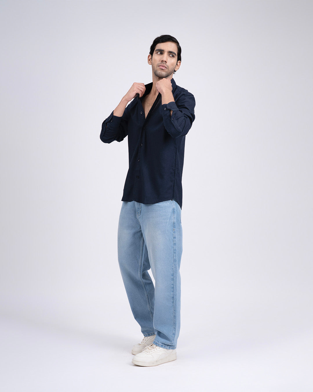 Premium Lyocell Linen Shirt In Navy
