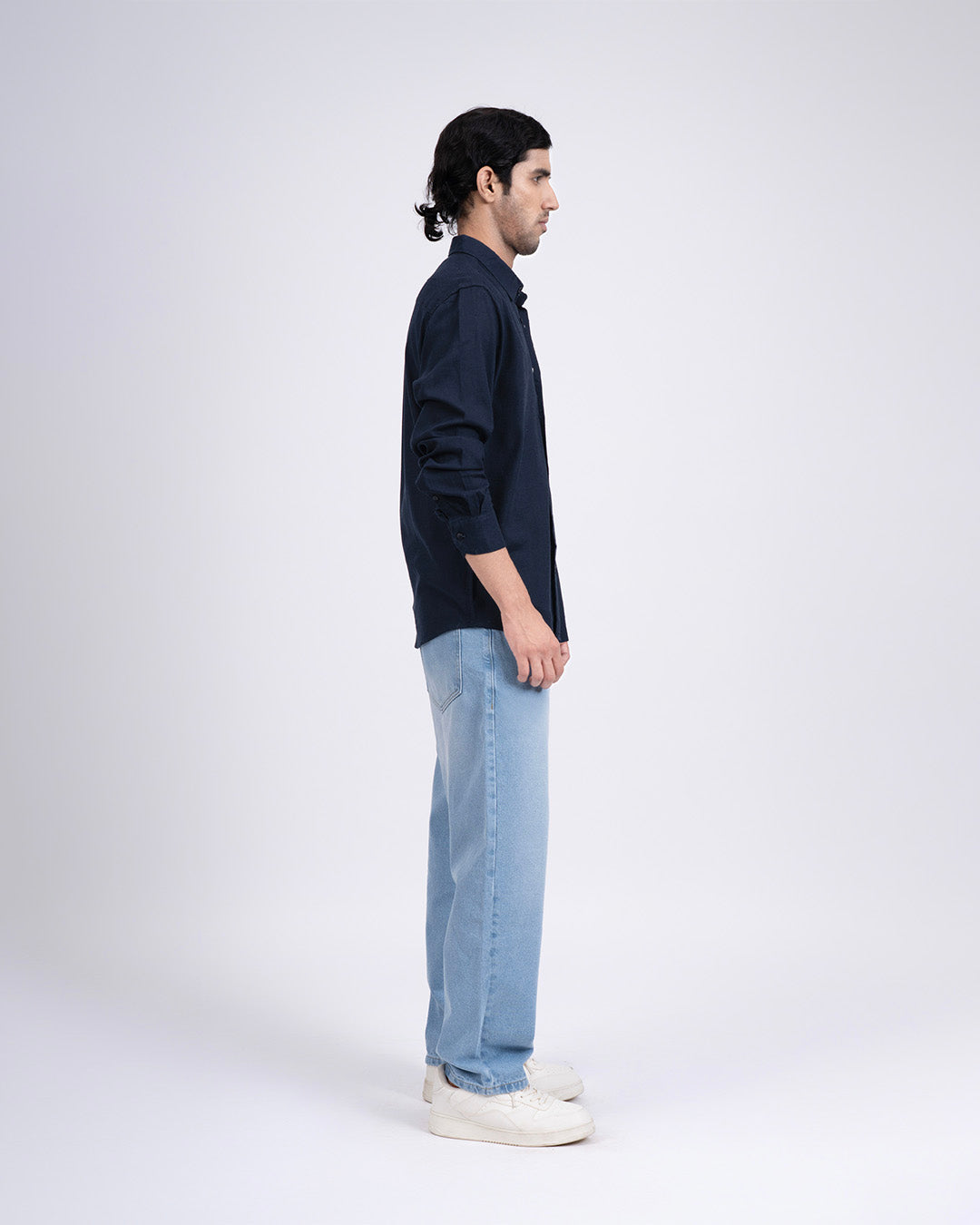 Premium Lyocell Linen Shirt In Navy