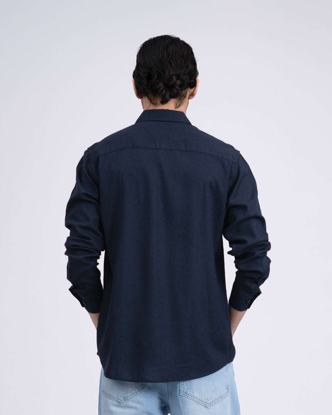 Premium Lyocell Linen Shirt In Navy