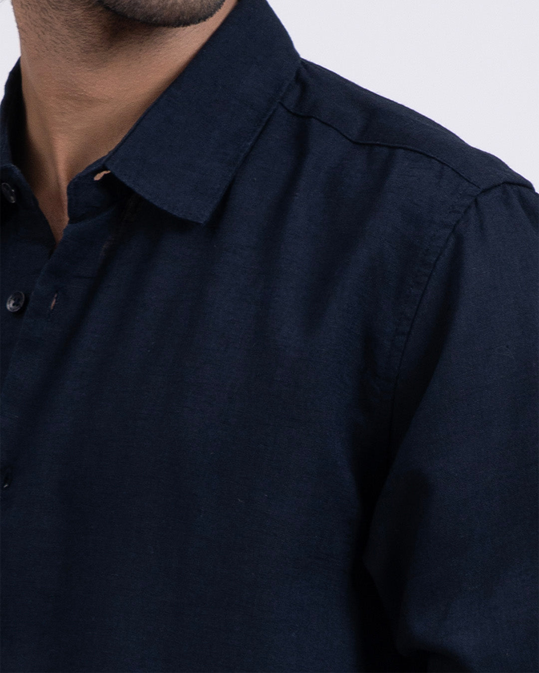 Premium Lyocell Linen Shirt In Navy