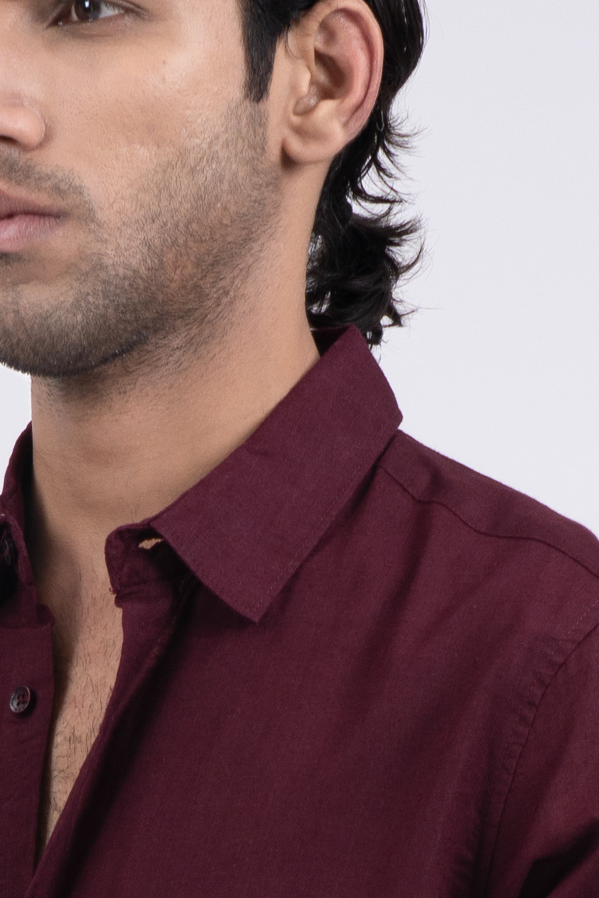 Premium Lyocell Linen Shirt In Maroon