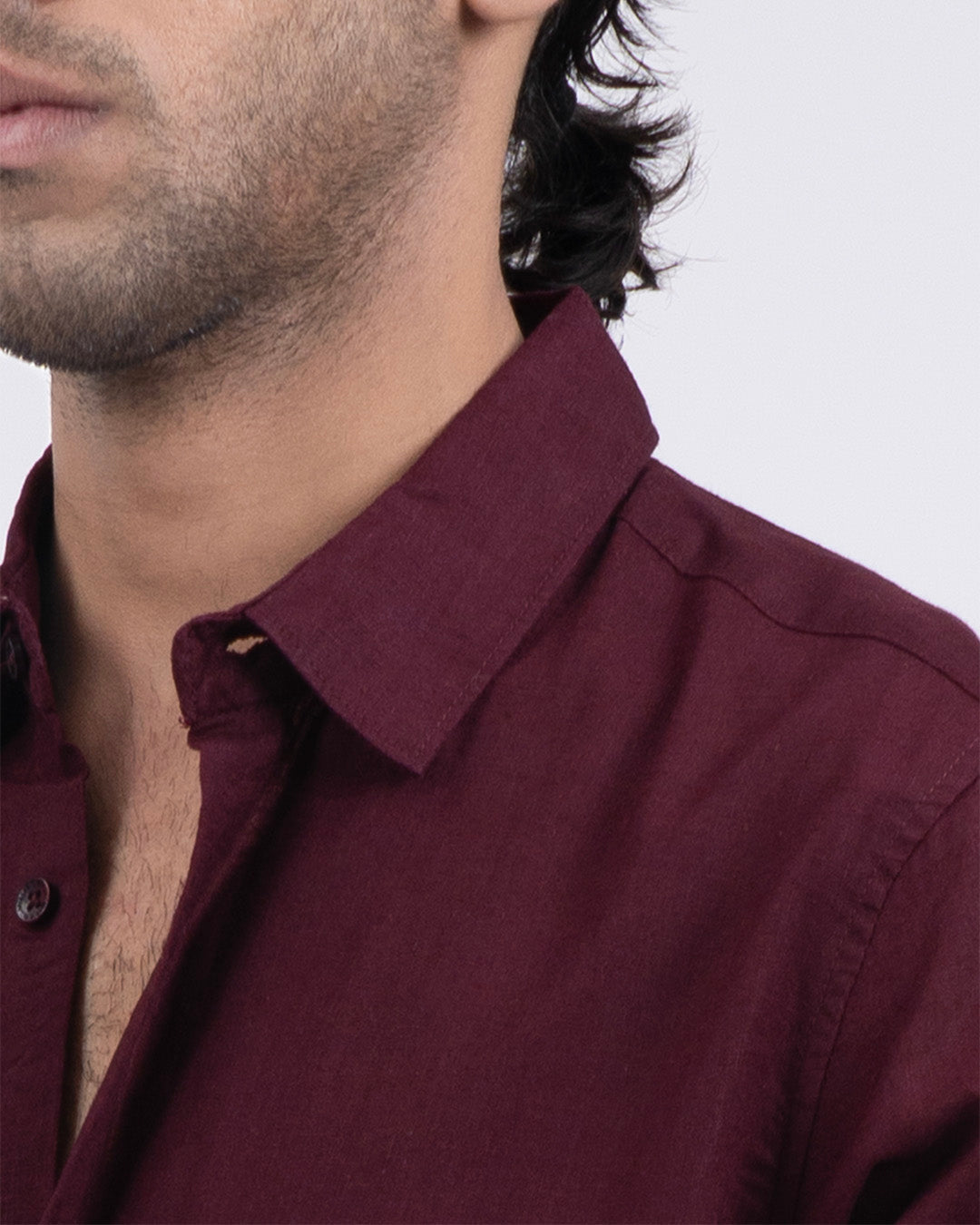 Premium Lyocell Linen Shirt In Maroon