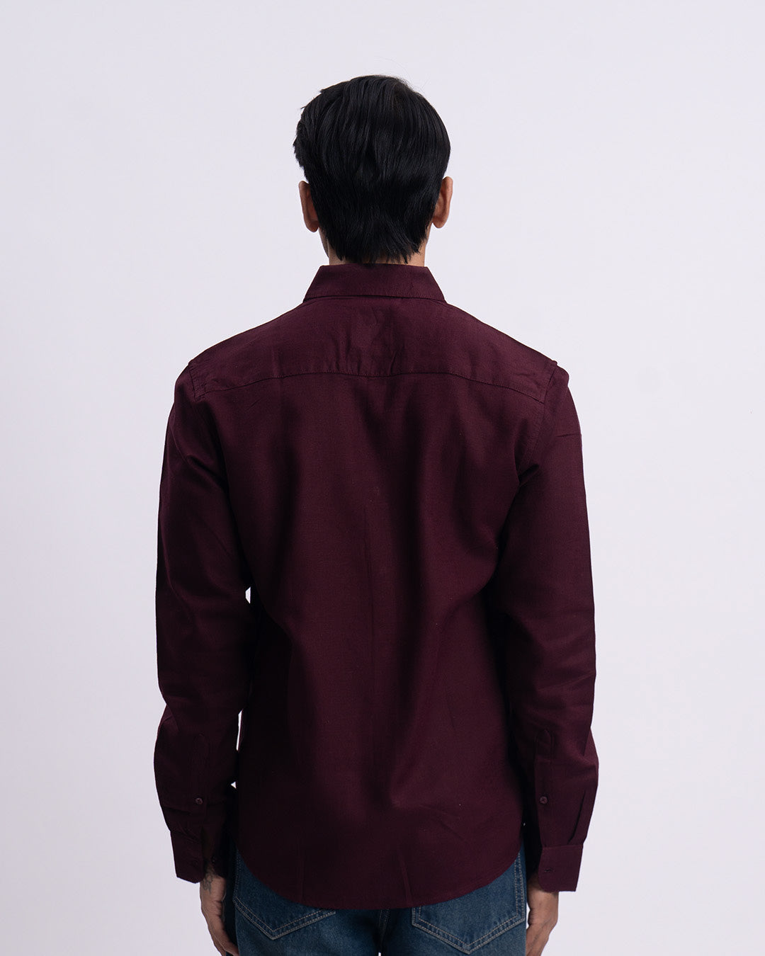 Lyocell Linen Tailored Shirt In Maroon