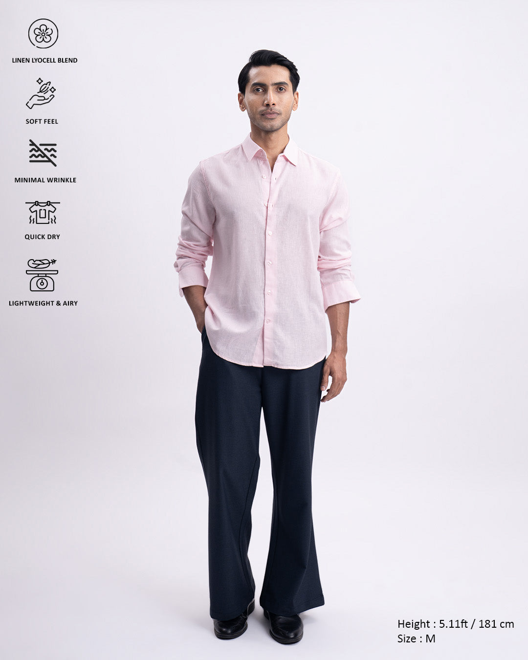 Lyocell Linen Tailored Shirt In Pink