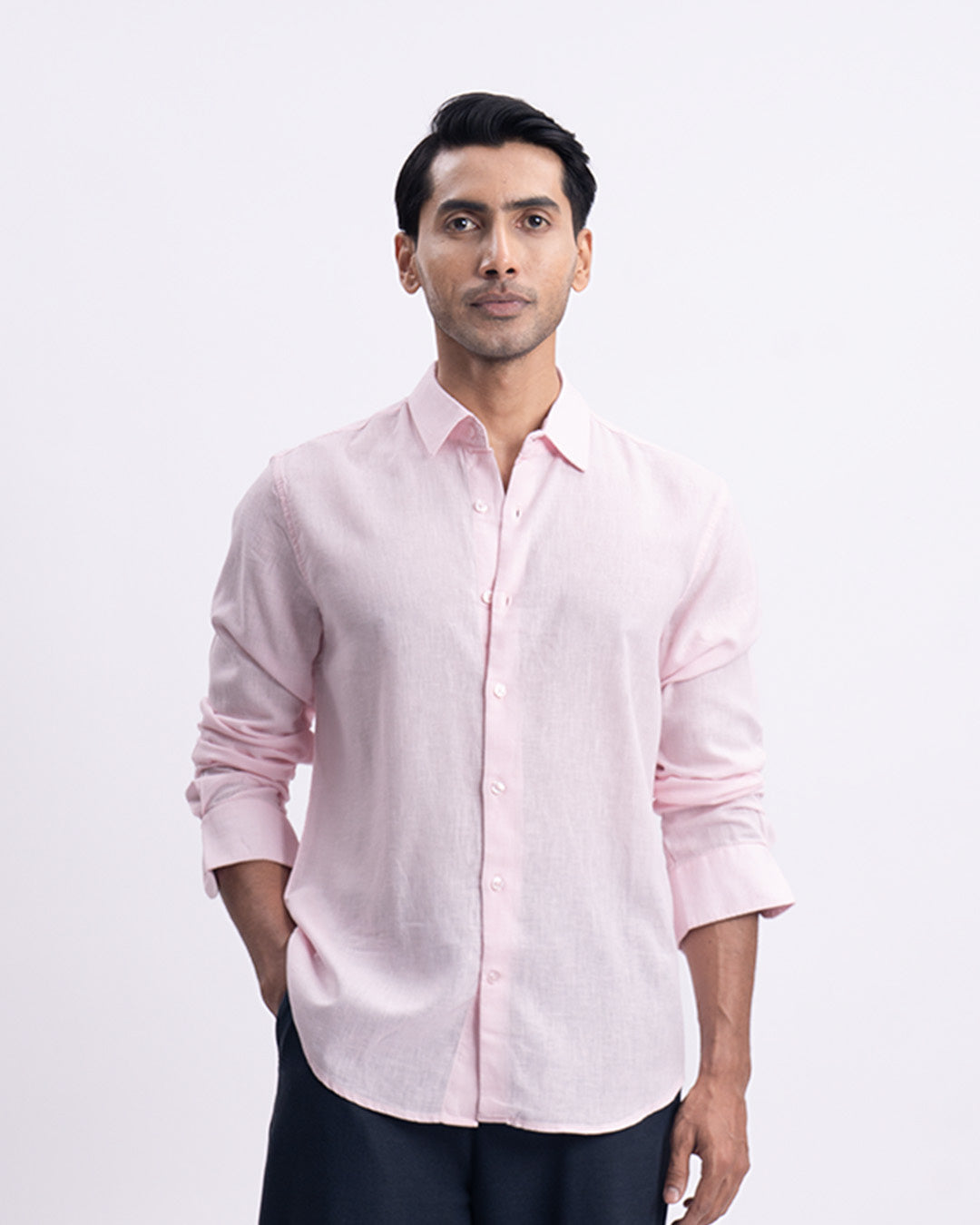 Lyocell Linen Tailored Shirt In Pink