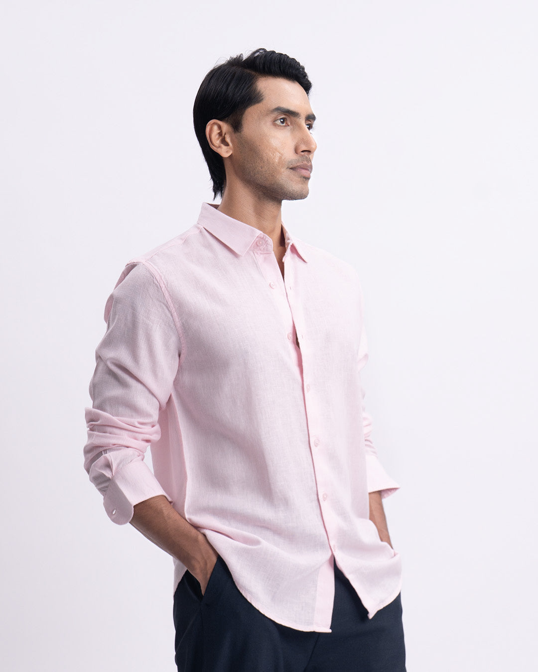 Lyocell Linen Tailored Shirt In Pink