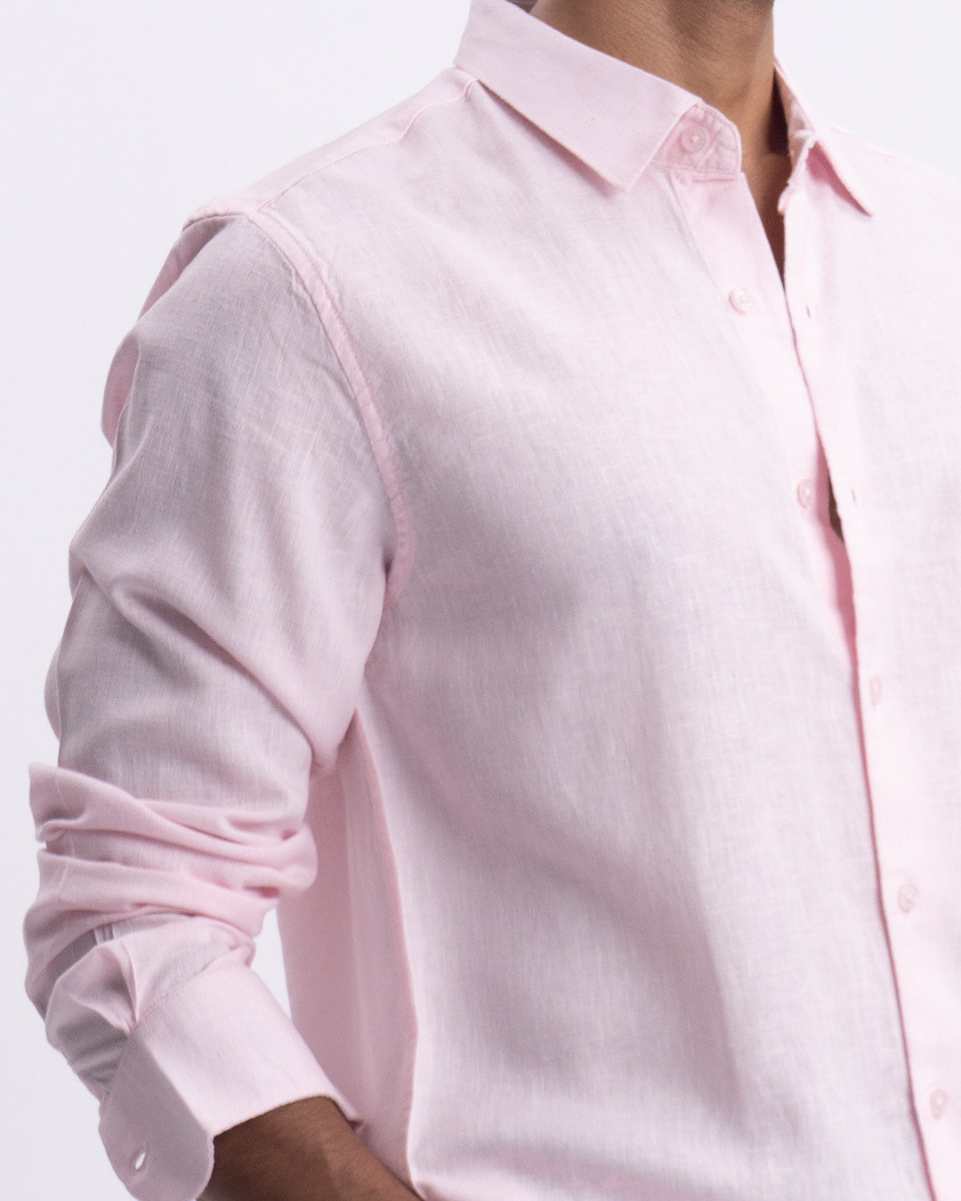 Lyocell Linen Tailored Shirt In Pink