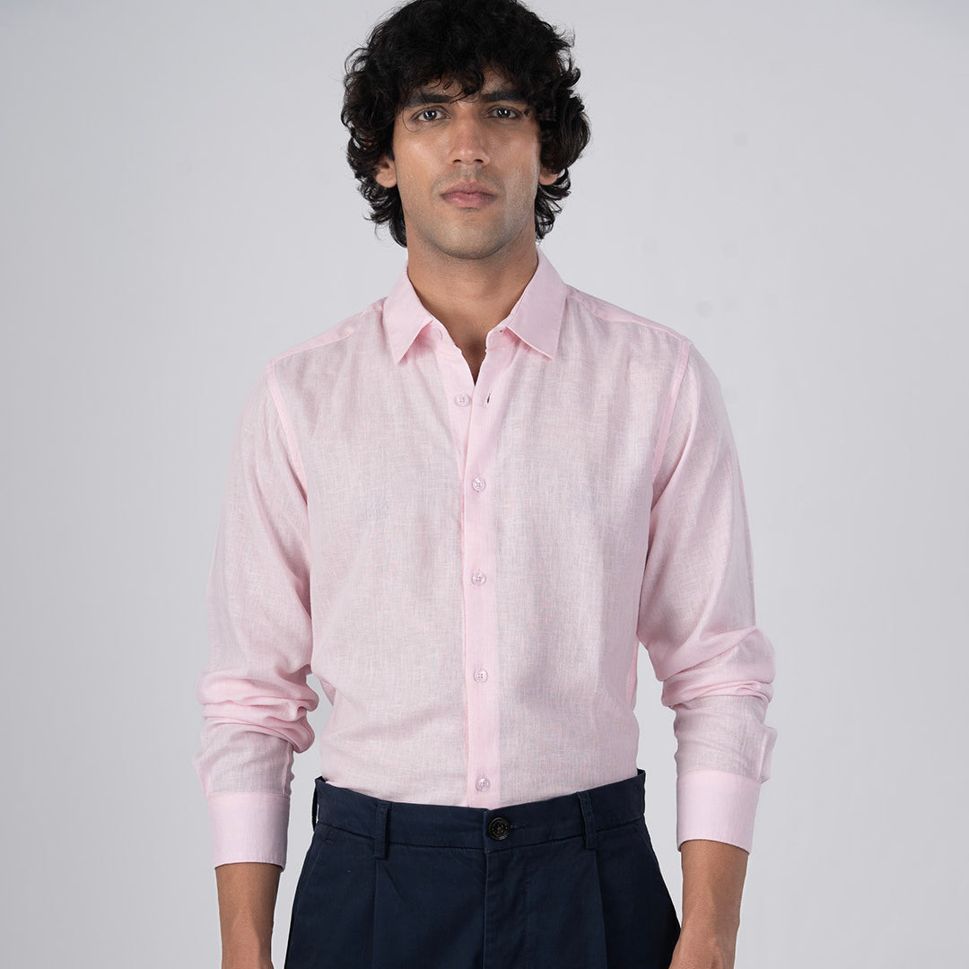 Premium Lyocell Linen Shirt In Pink