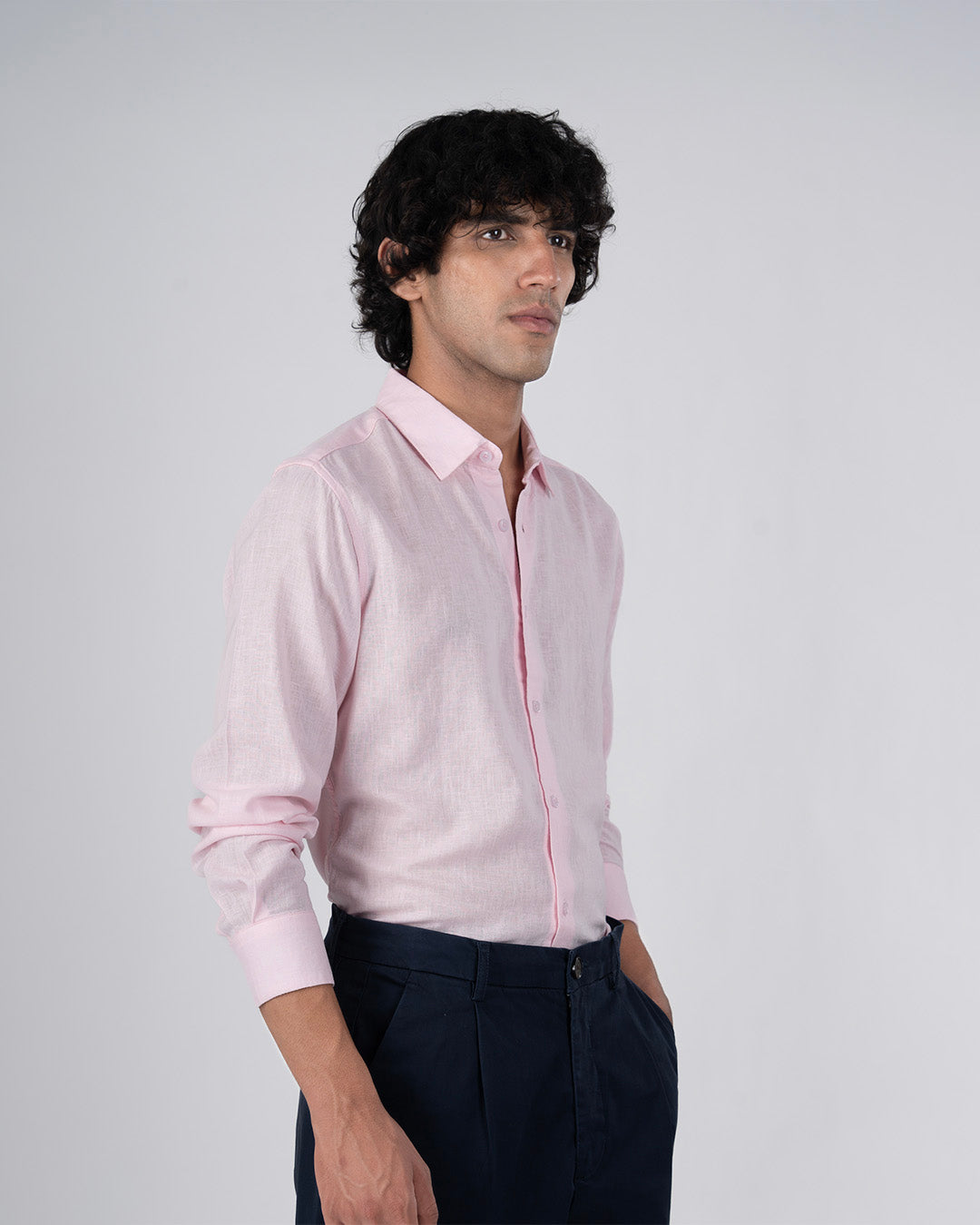 Premium Lyocell Linen Shirt In Pink