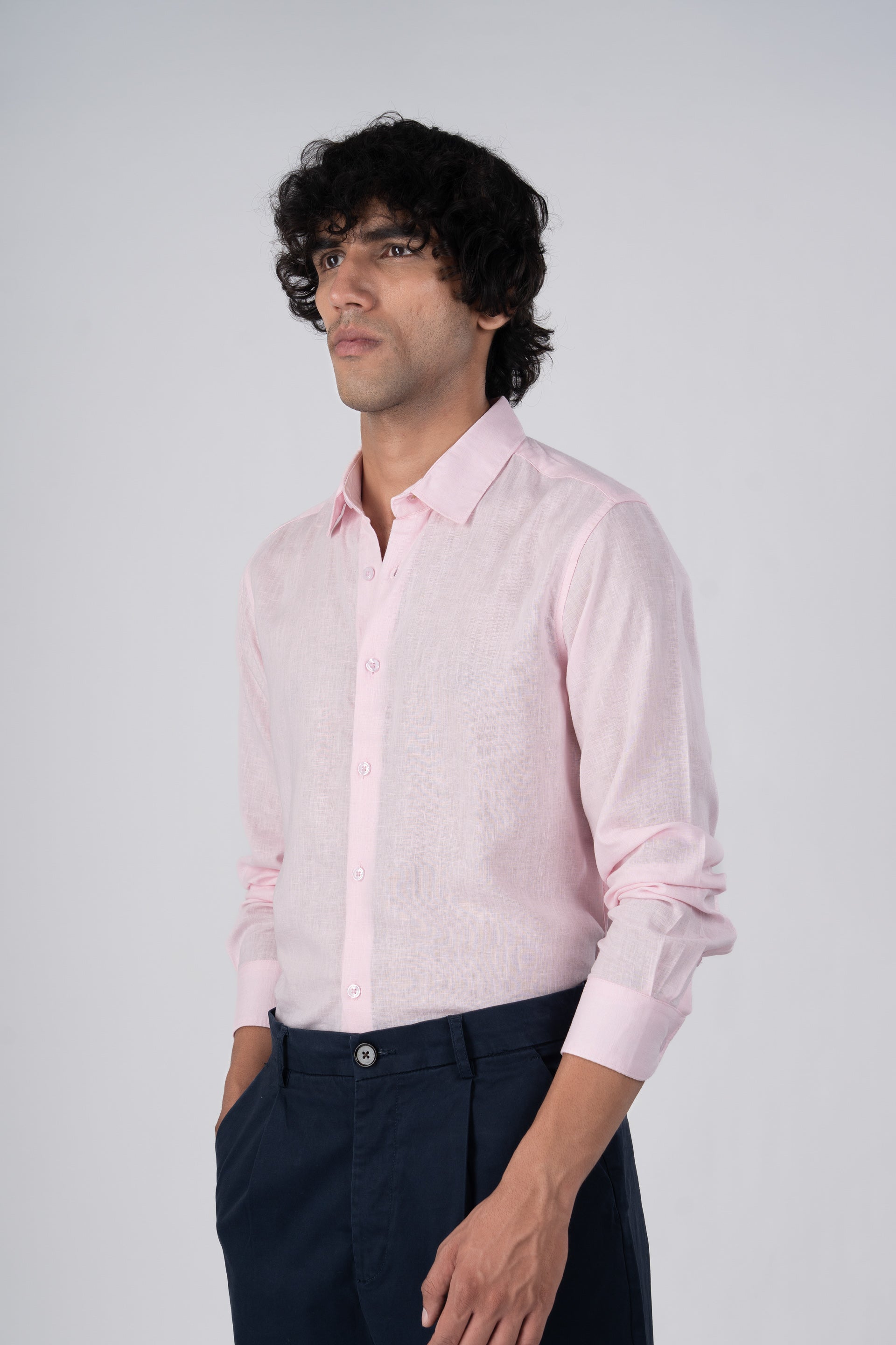 Premium Lyocell Linen Shirt In Pink