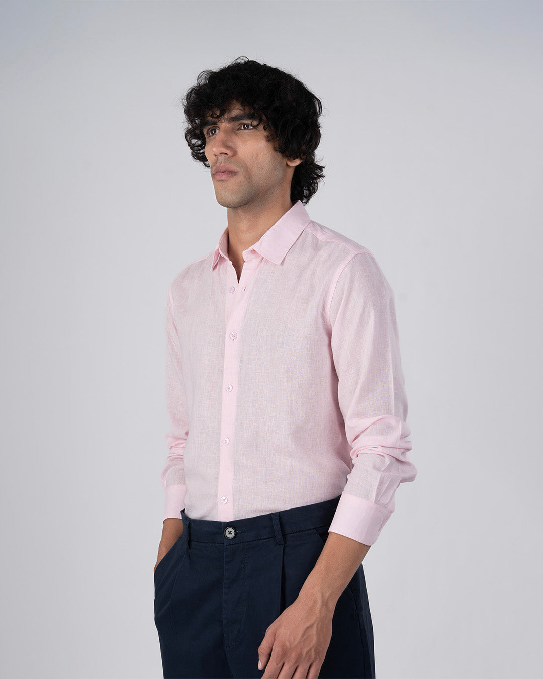 Premium Lyocell Linen Shirt In Pink