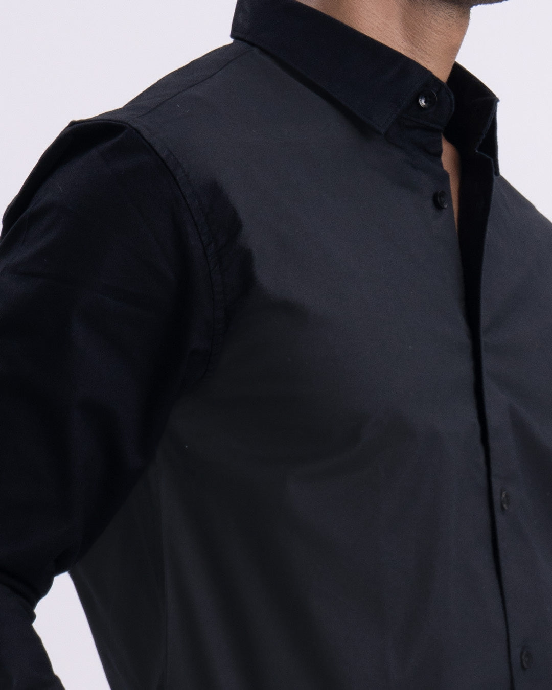 Oxford Cotton Tailored Shirt In Black