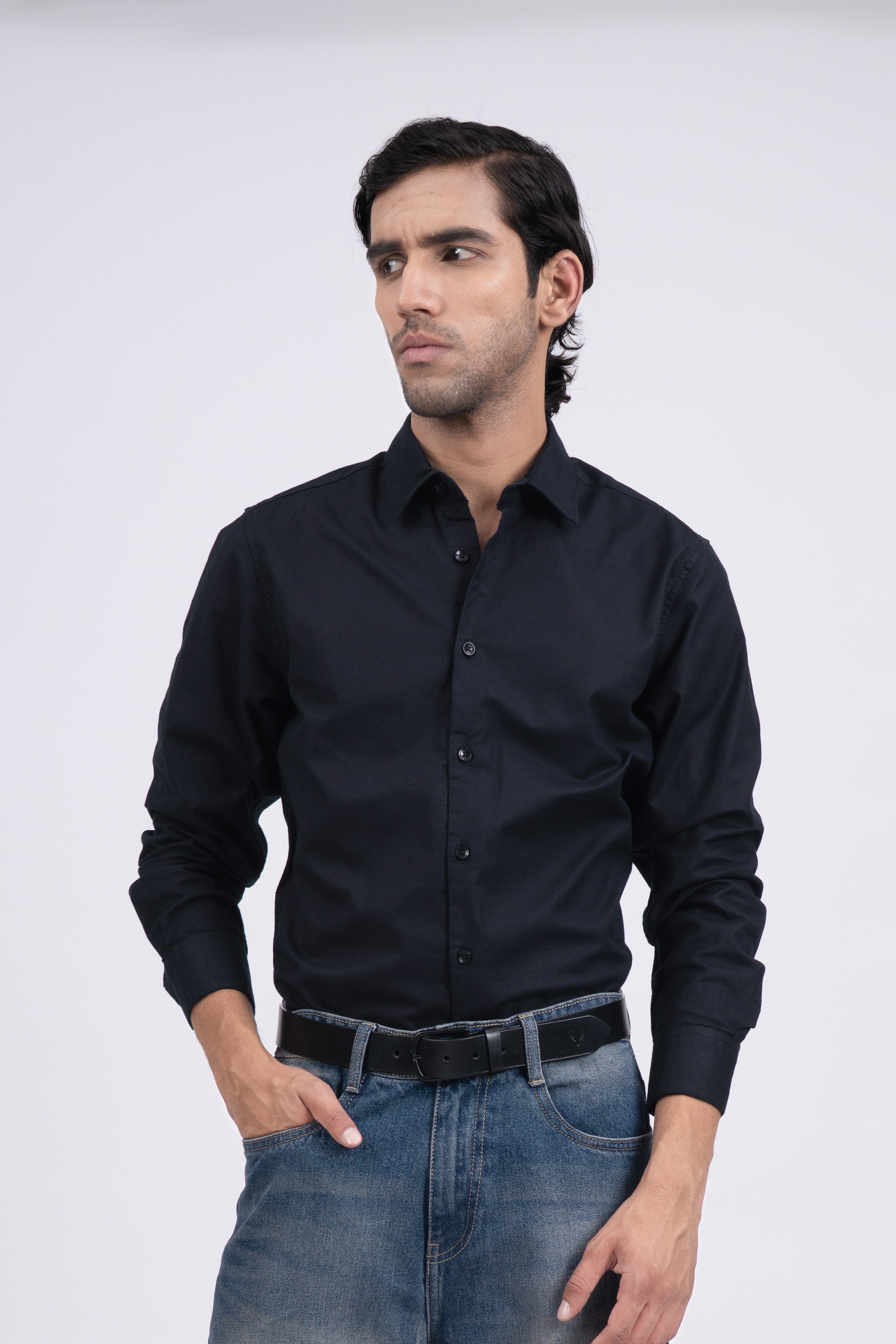 Premium Oxford Cotton Shirt In Black