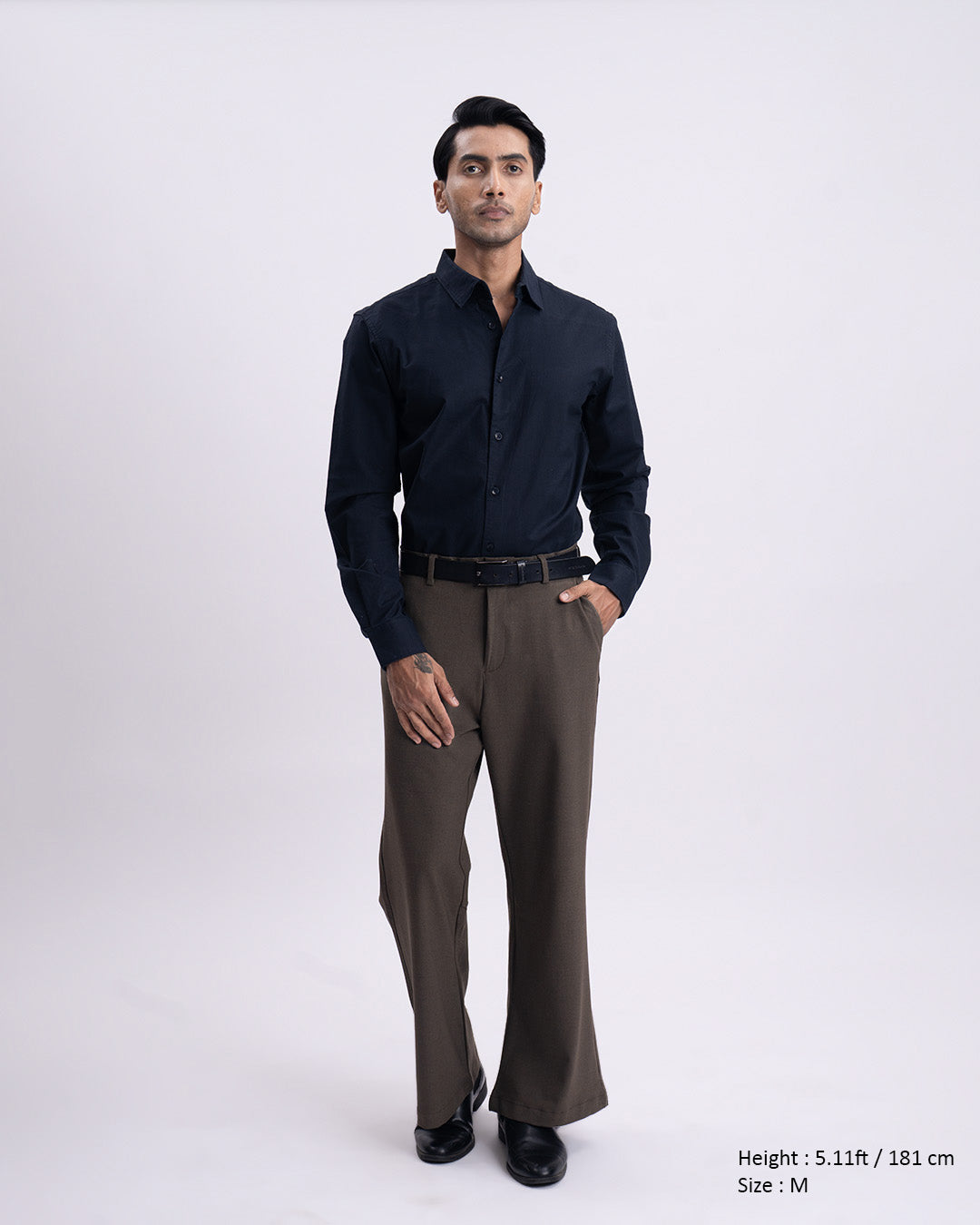 Oxford Cotton Tailored Shirt In Navy