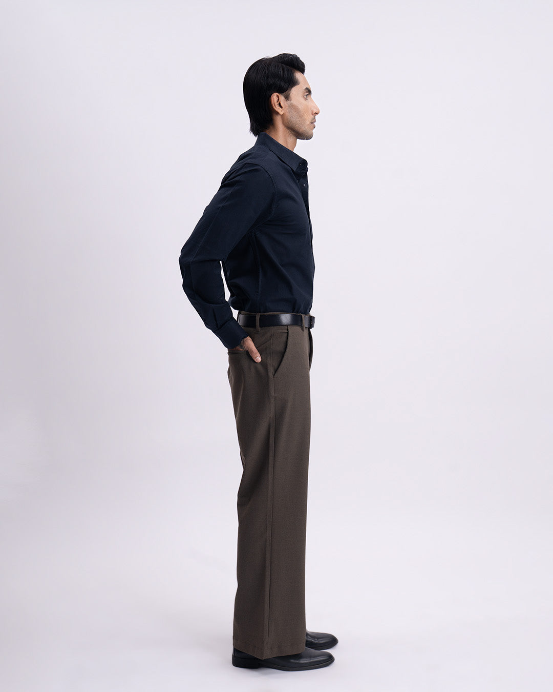 Oxford Cotton Tailored Shirt In Navy