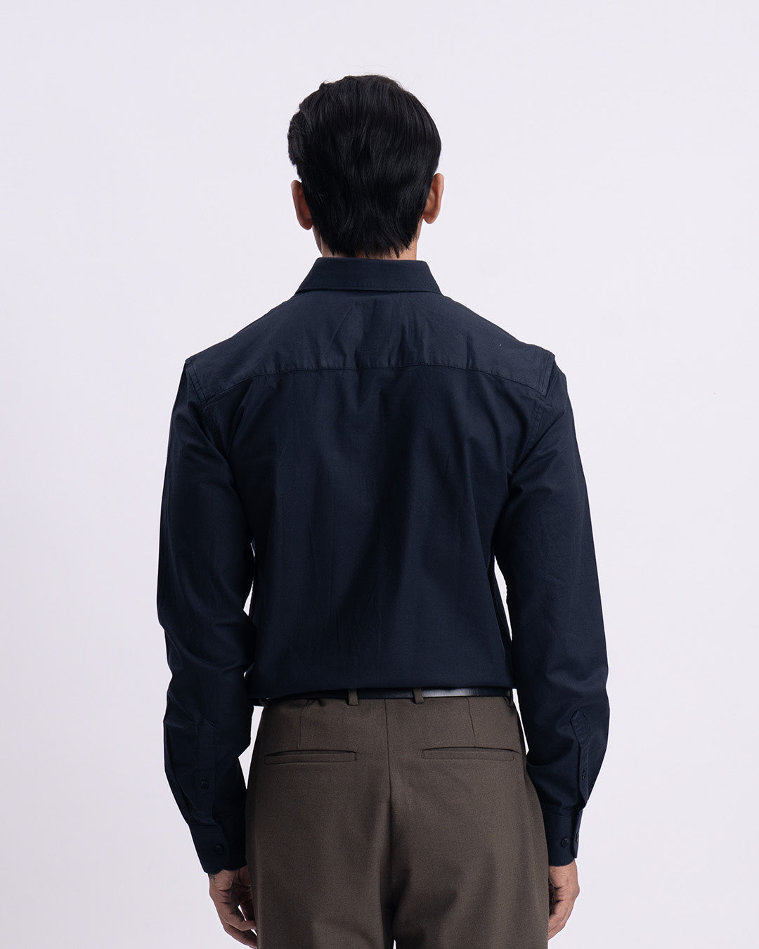Oxford Cotton Tailored Shirt In Navy