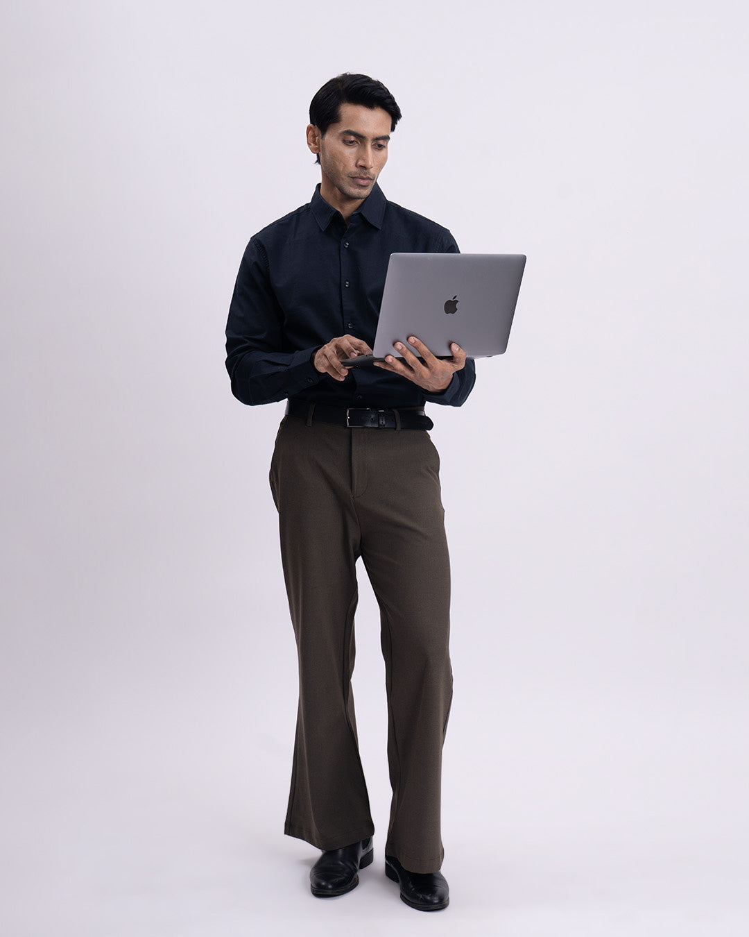 Oxford Cotton Tailored Shirt In Navy