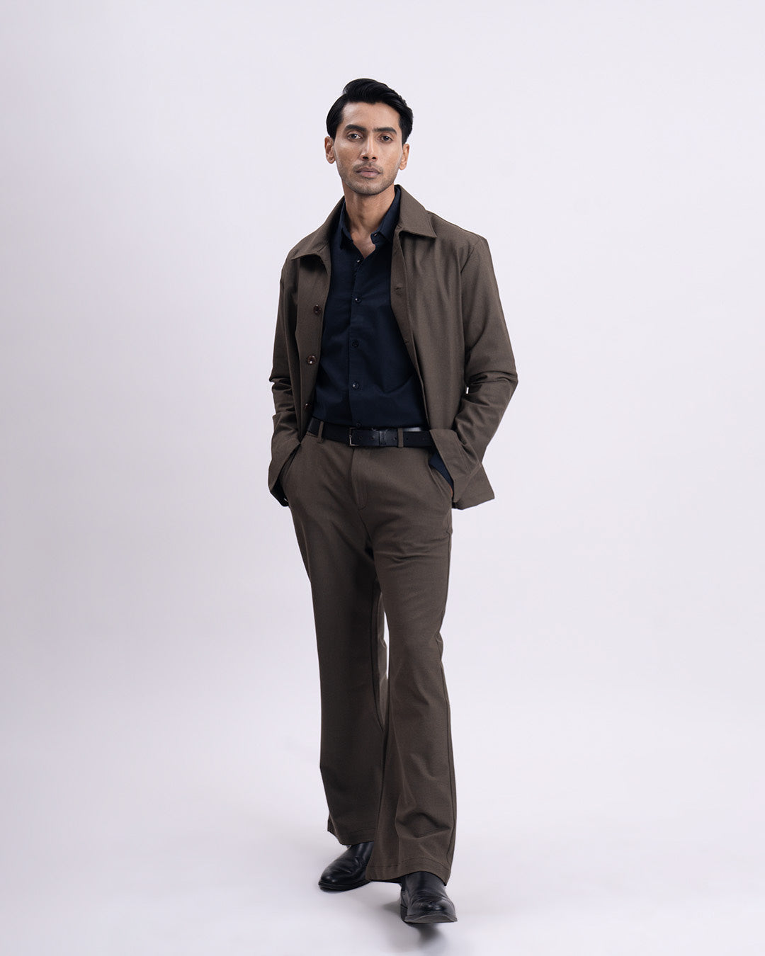 Oxford Cotton Tailored Shirt In Navy