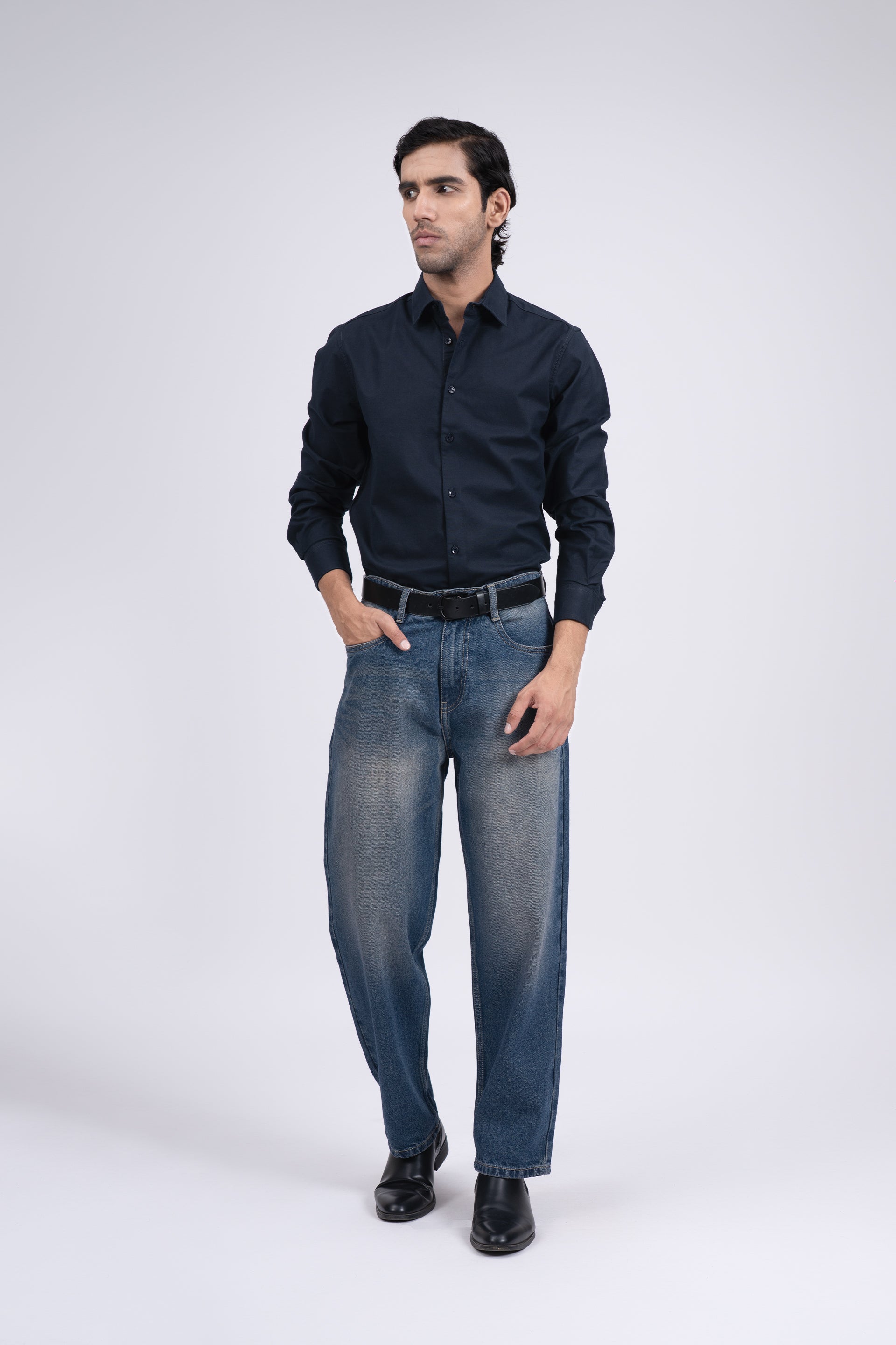 Premium Oxford Cotton Shirt In Navy