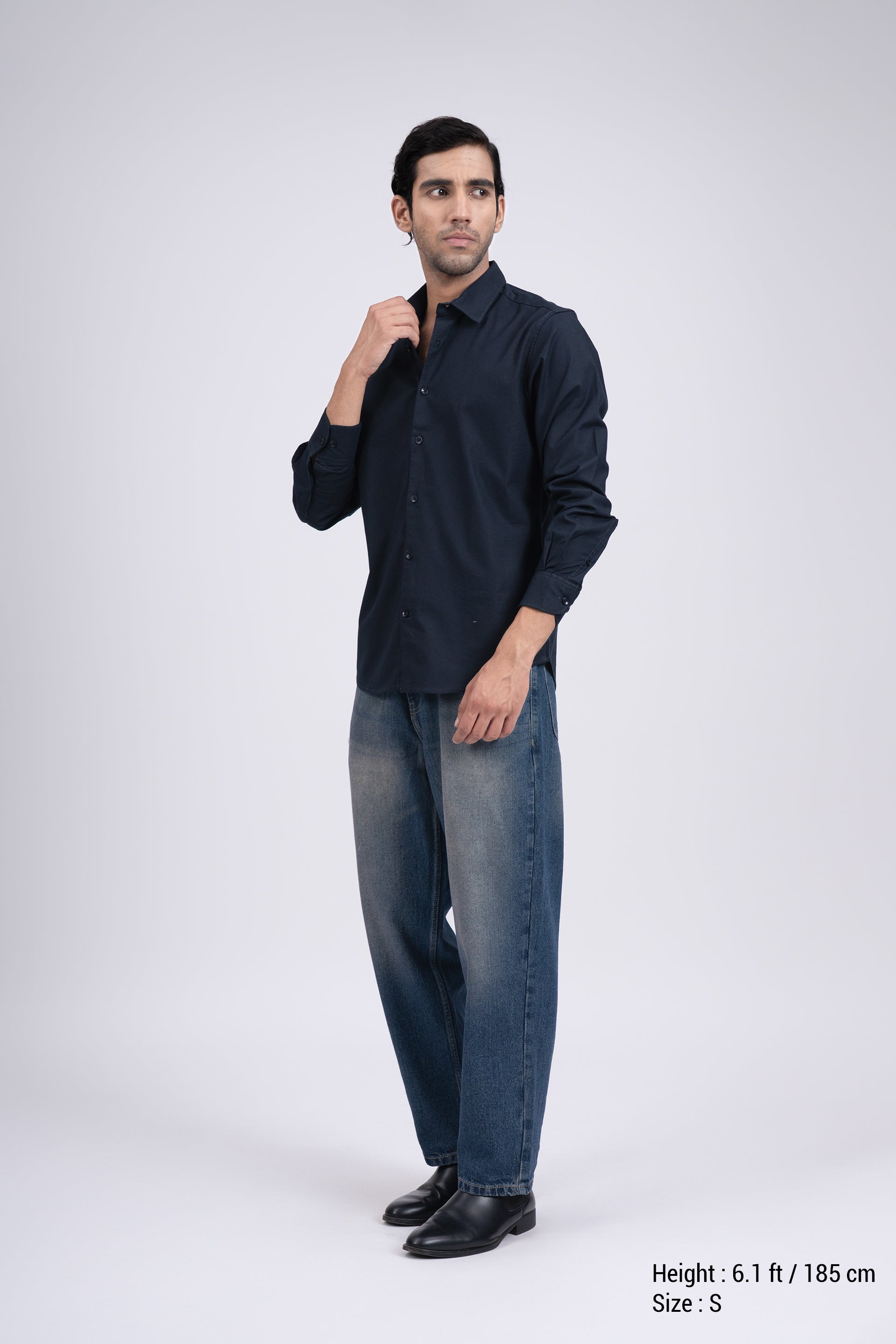 Premium Oxford Cotton Shirt In Navy