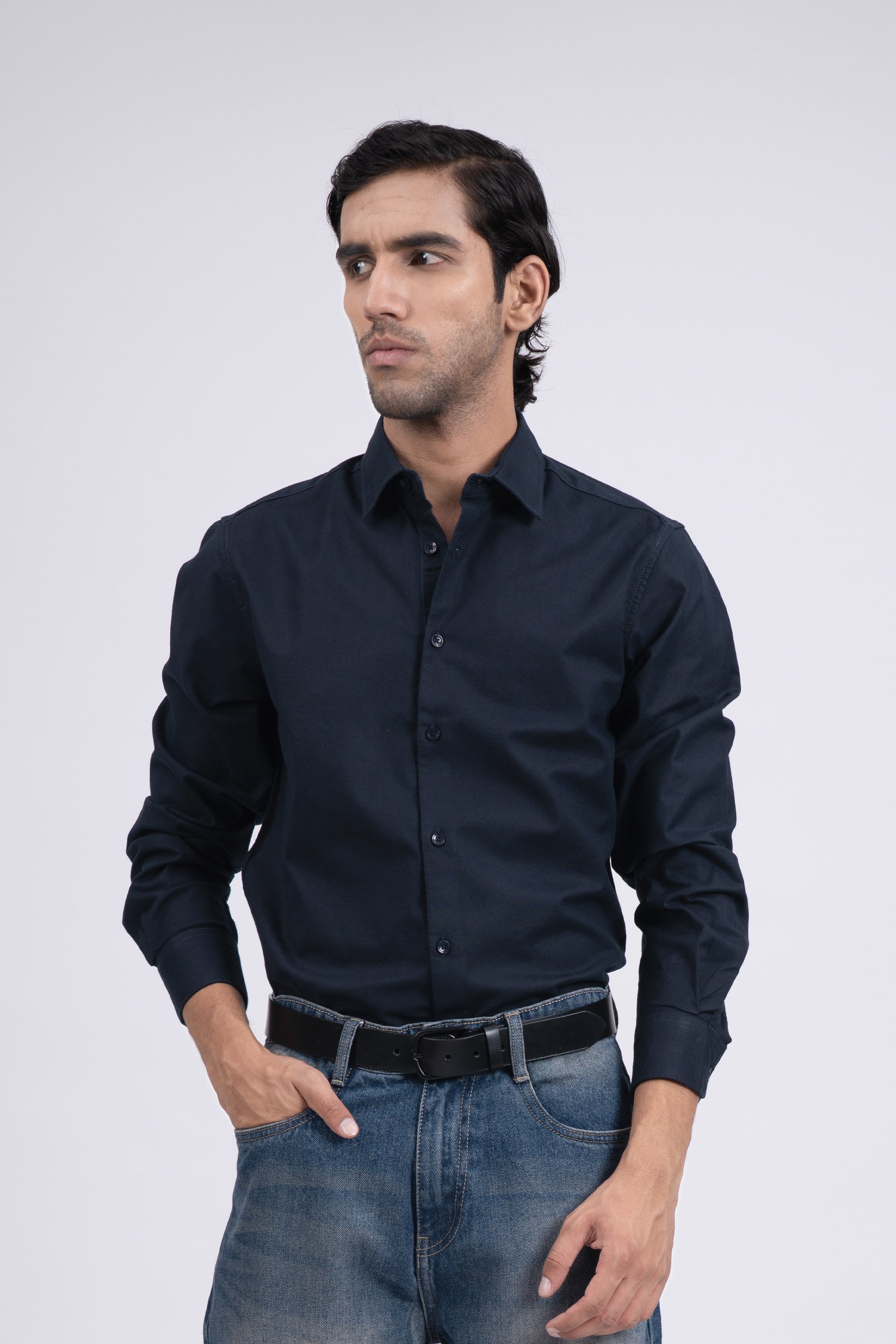 Premium Oxford Cotton Shirt In Navy
