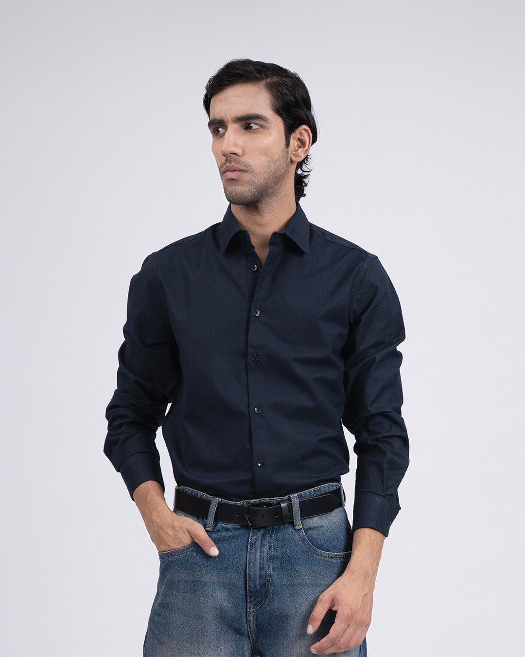 Premium Oxford Cotton Shirt In Navy