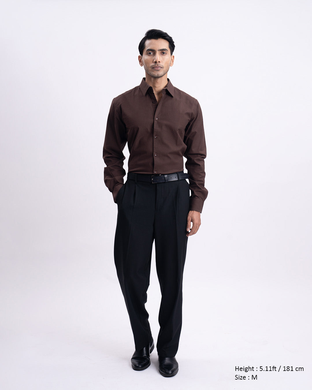 Oxford Cotton Tailored Shirt In Brown