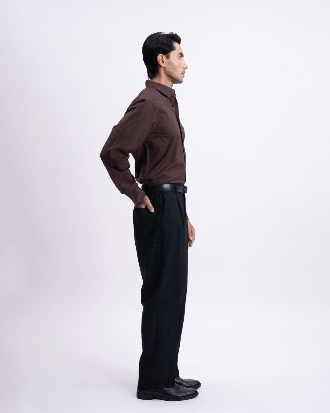 Oxford Cotton Tailored Shirt In Brown