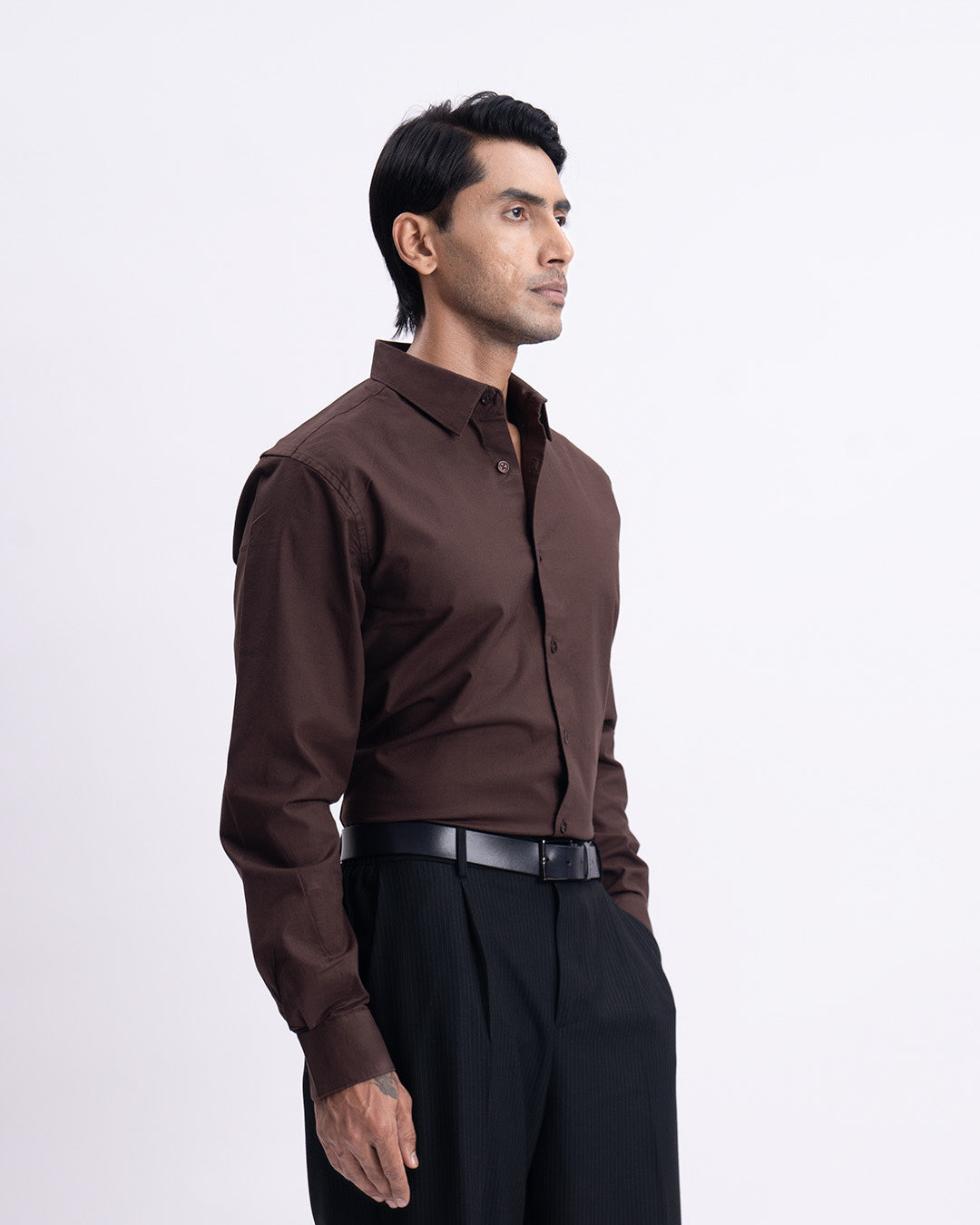 Oxford Cotton Tailored Shirt In Brown