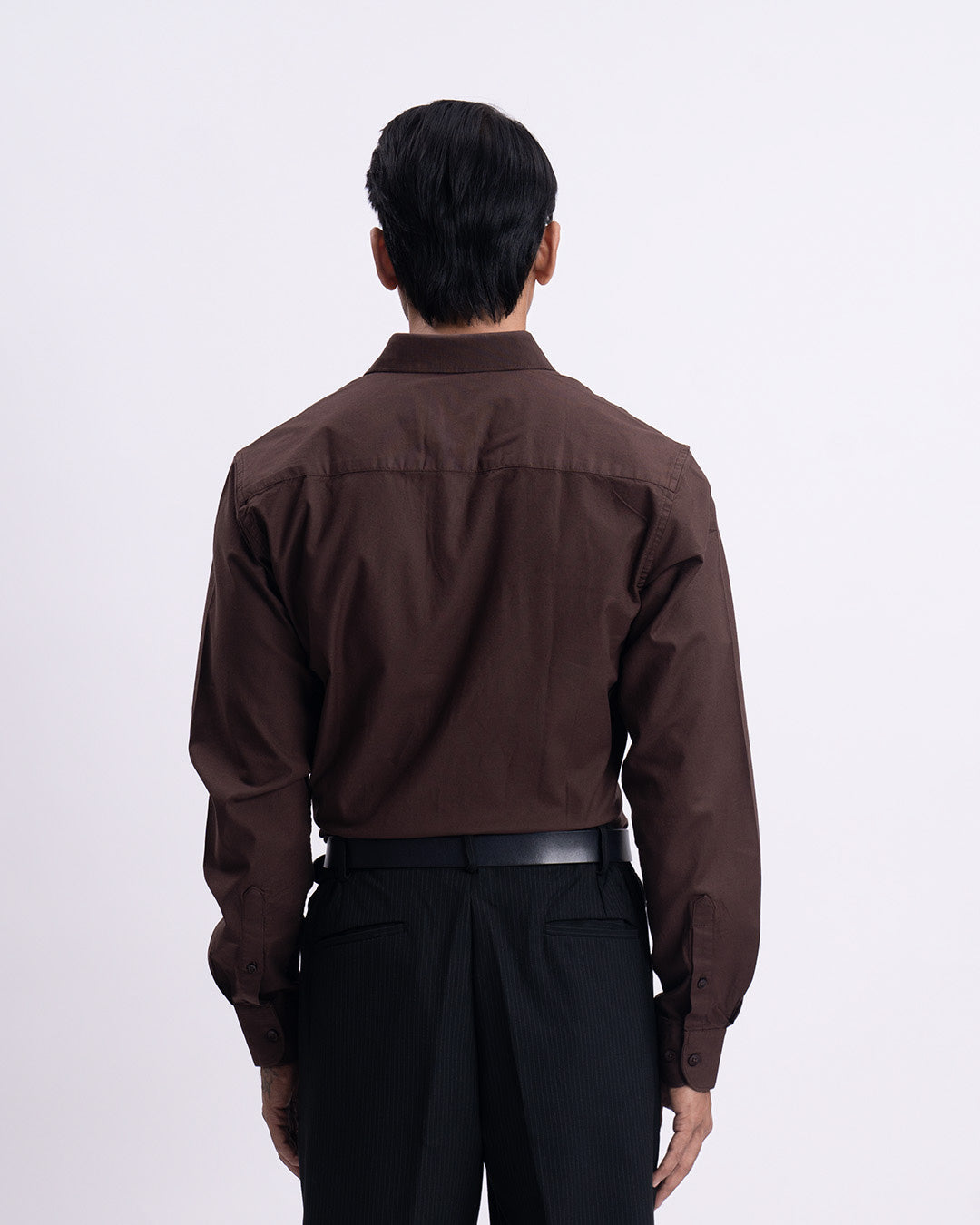 Oxford Cotton Tailored Shirt In Brown