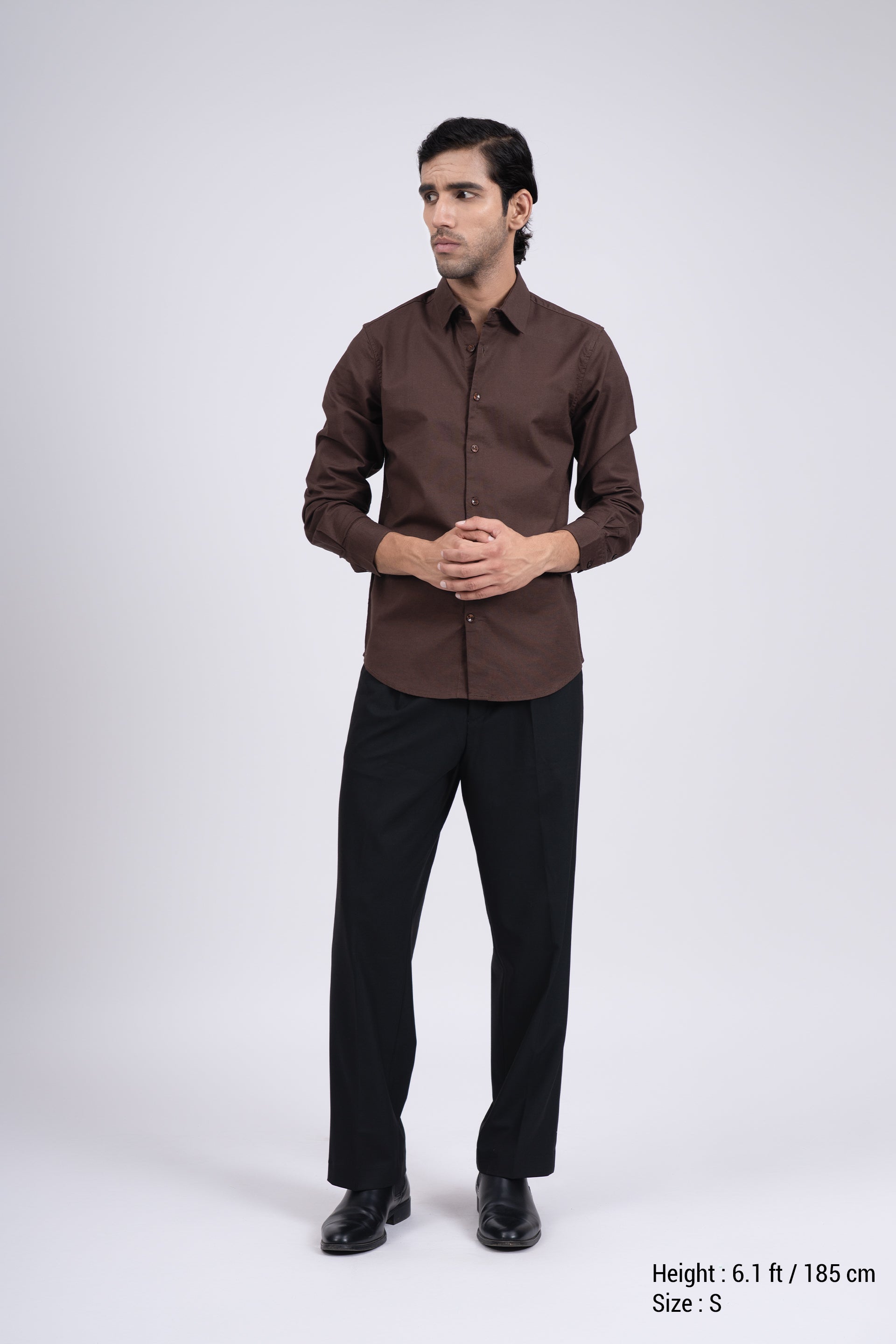 Premium Oxford Cotton Shirt In Brown