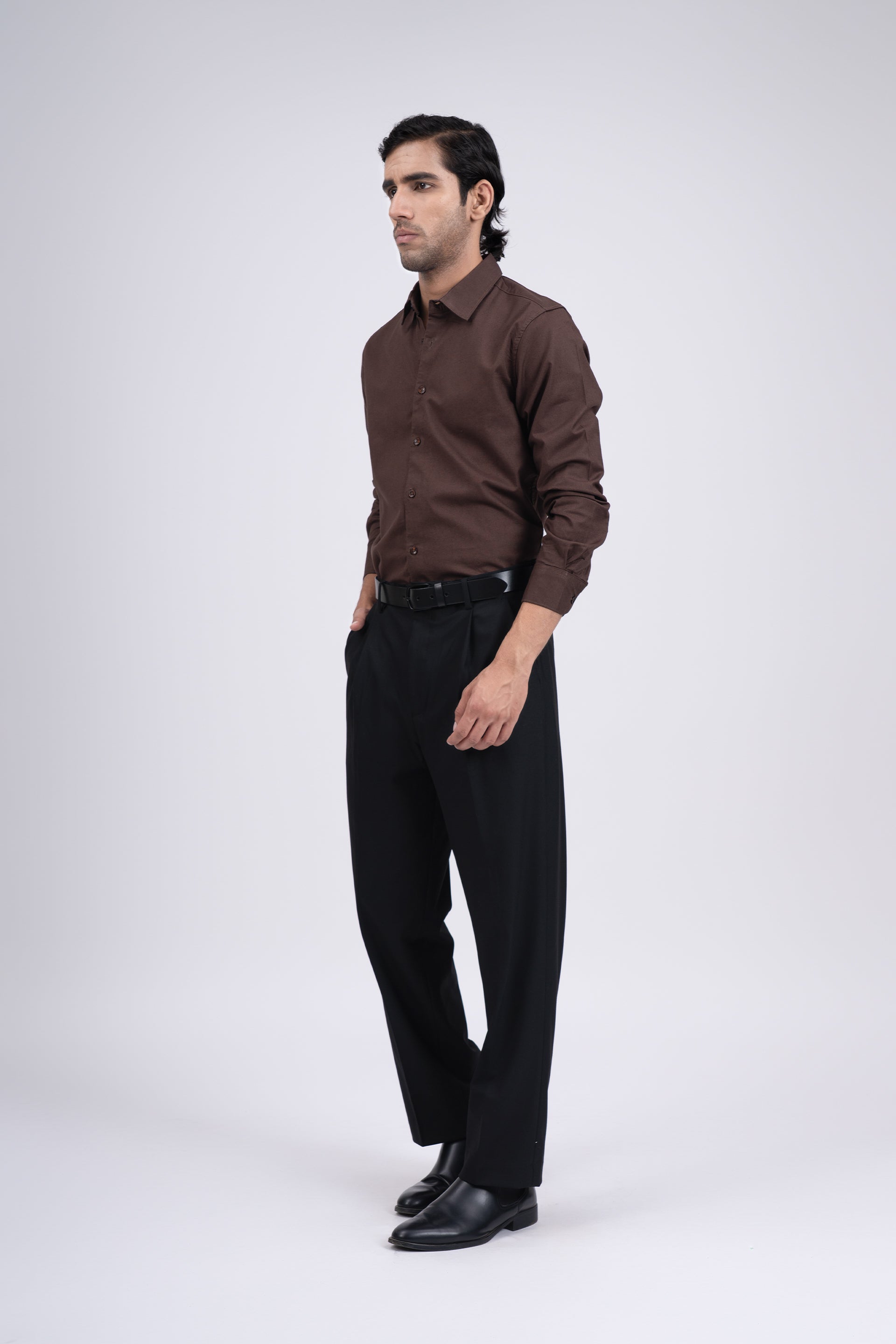 Premium Oxford Cotton Shirt In Brown