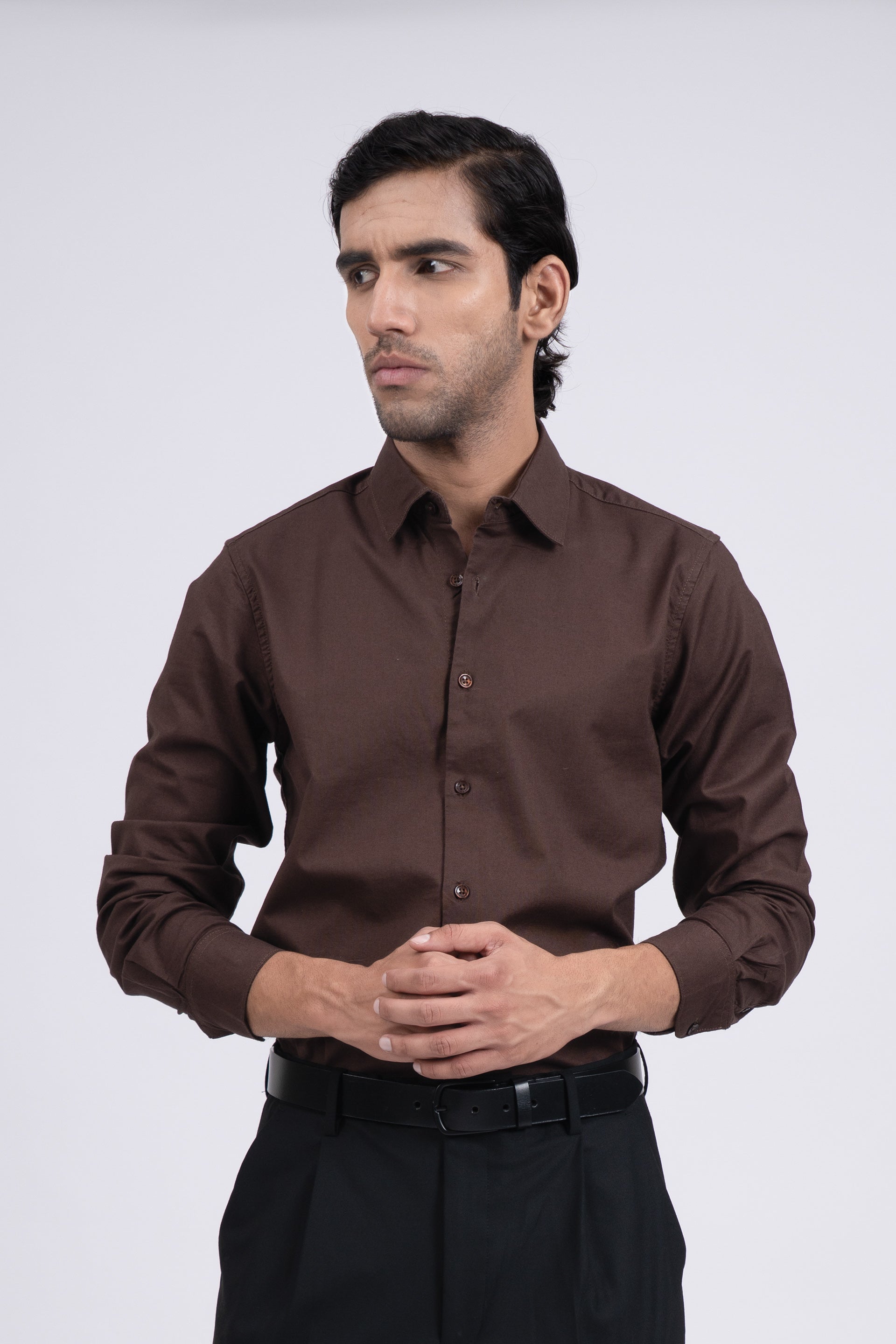 Premium Oxford Cotton Shirt In Brown