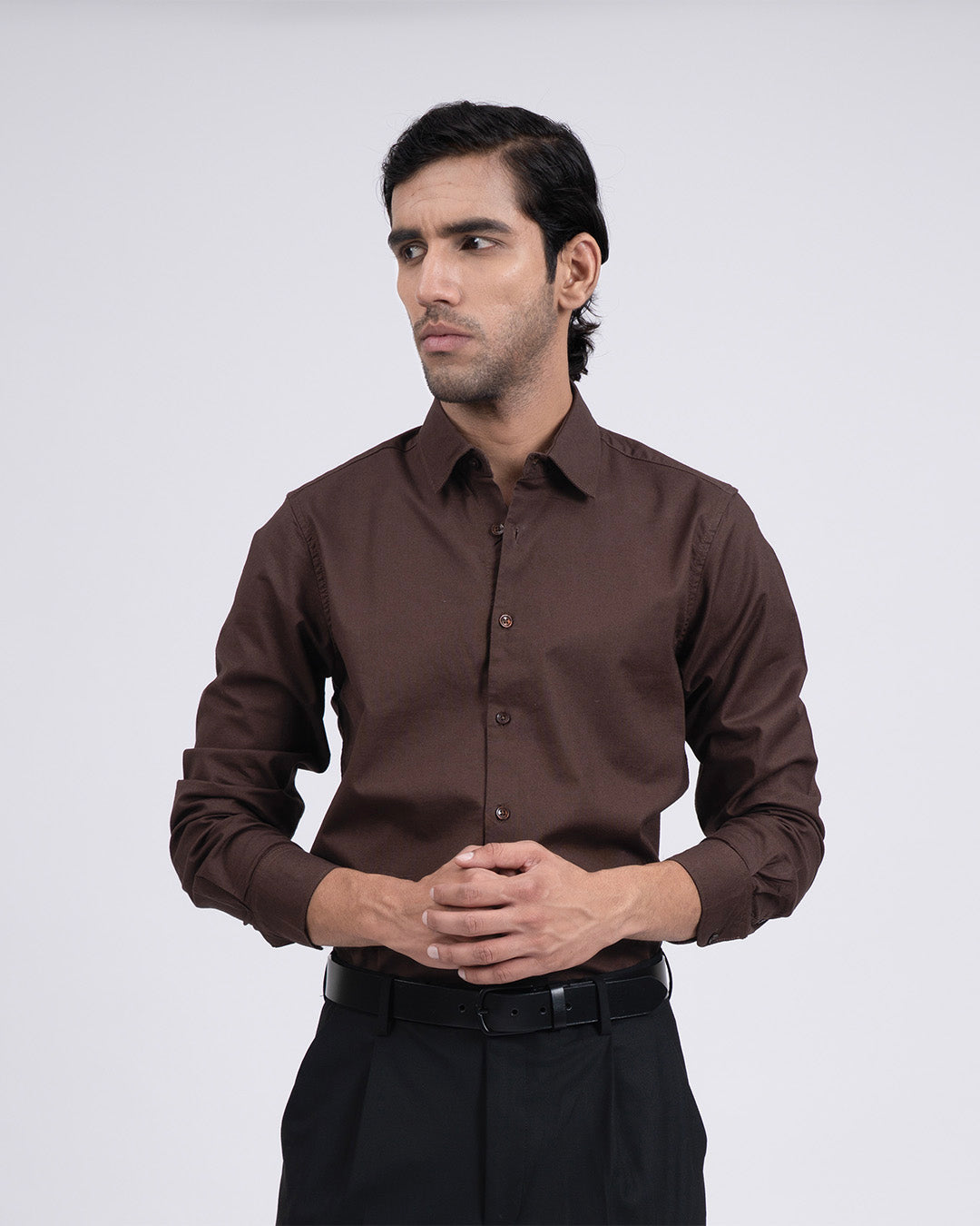 Premium Oxford Cotton Shirt In Brown