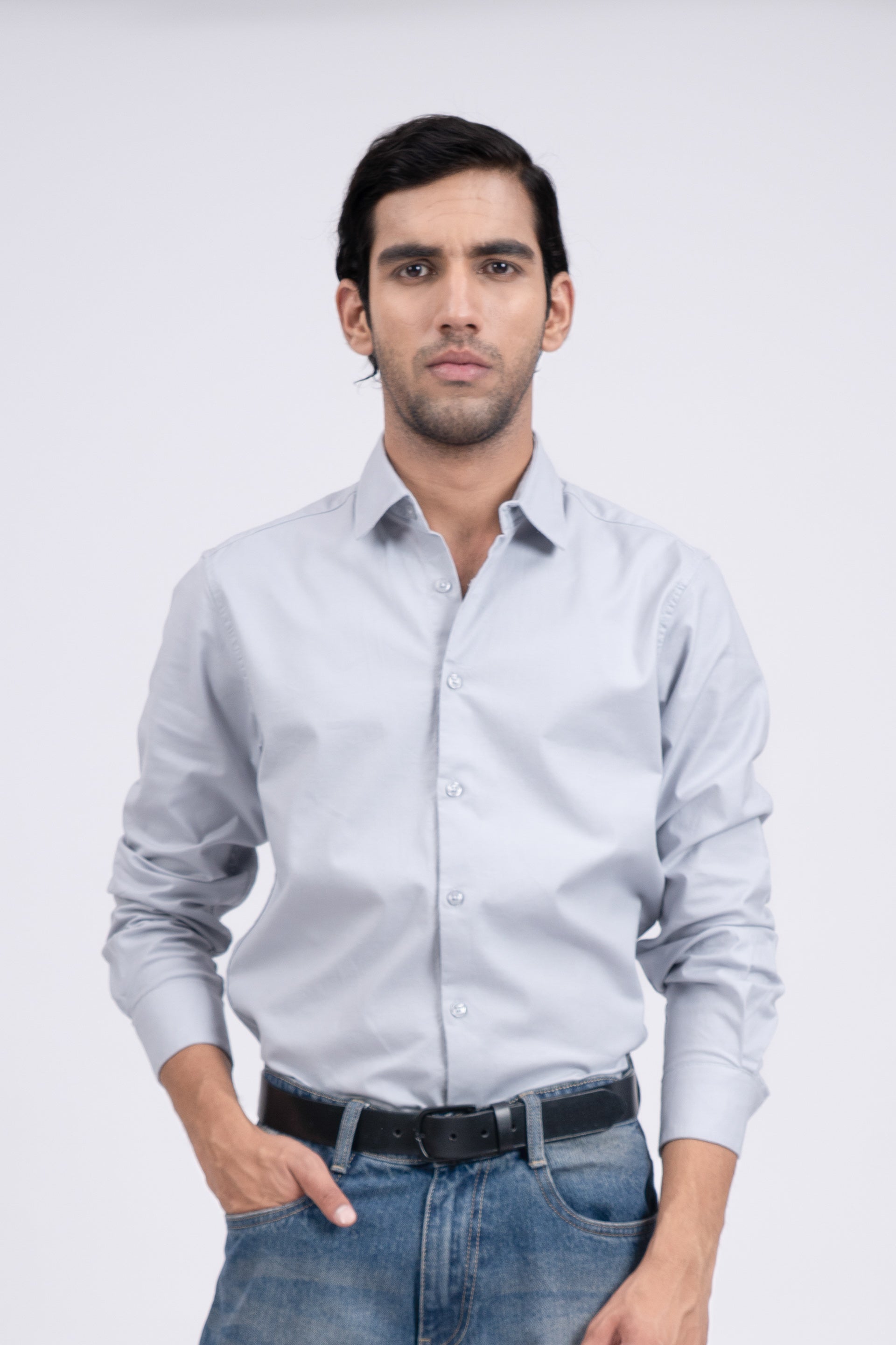 Premium Oxford Cotton Shirt In Grey