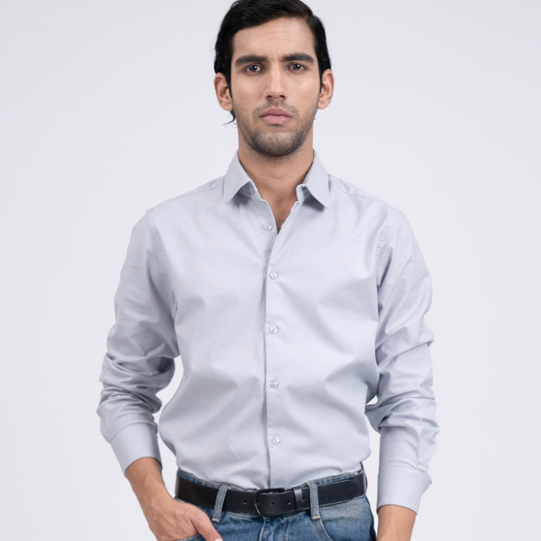 Premium Oxford Cotton Shirt In Grey