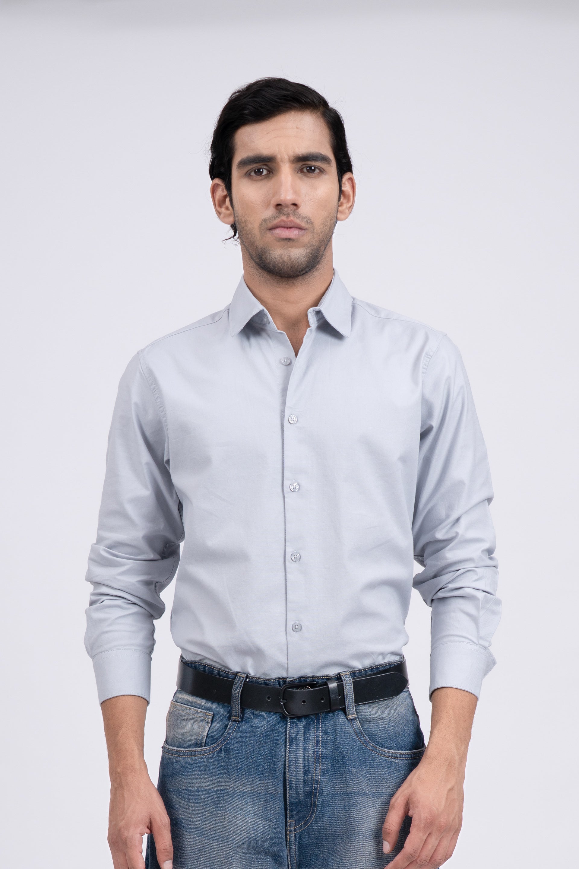 Premium Oxford Cotton Shirt In Grey