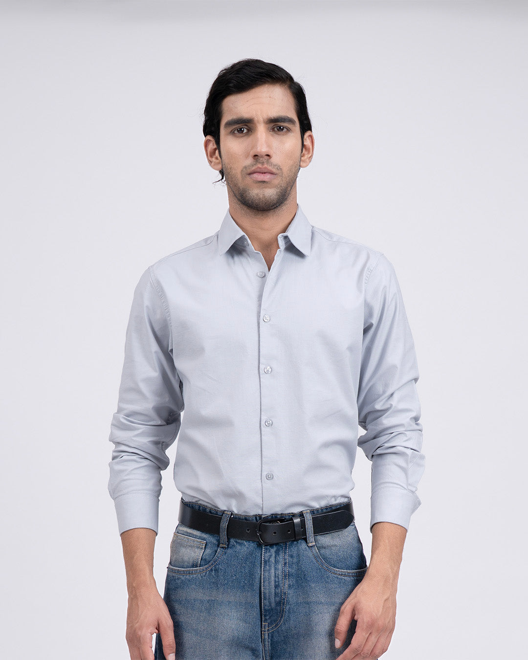 Premium Oxford Cotton Shirt In Grey