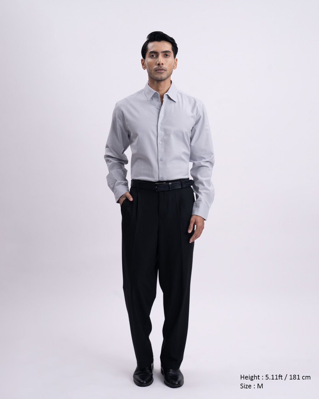 Oxford Cotton Tailored Shirt In Grey