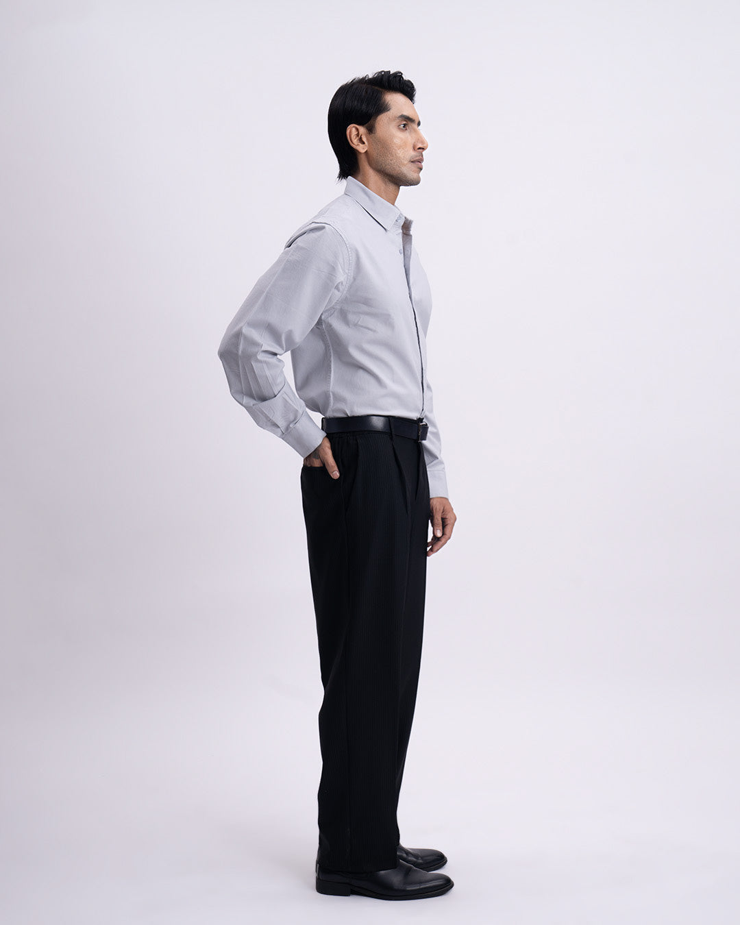 Oxford Cotton Tailored Shirt In Grey